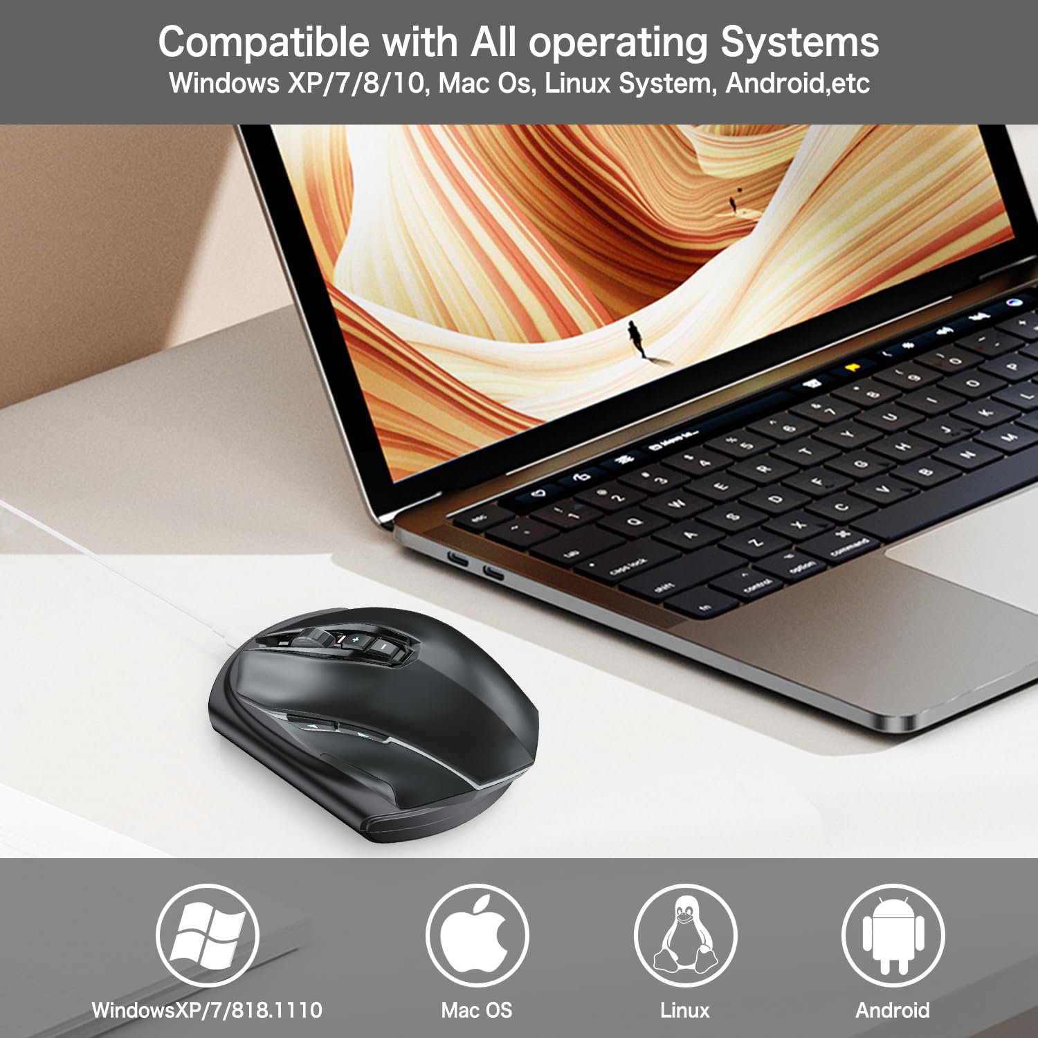 Infotop Mouse Jiggler, Ultra Slim, 20Db Quiet & Noiseless, Undetectable Mouse Mover Simulates Realistic Movement, Driver Free Sh