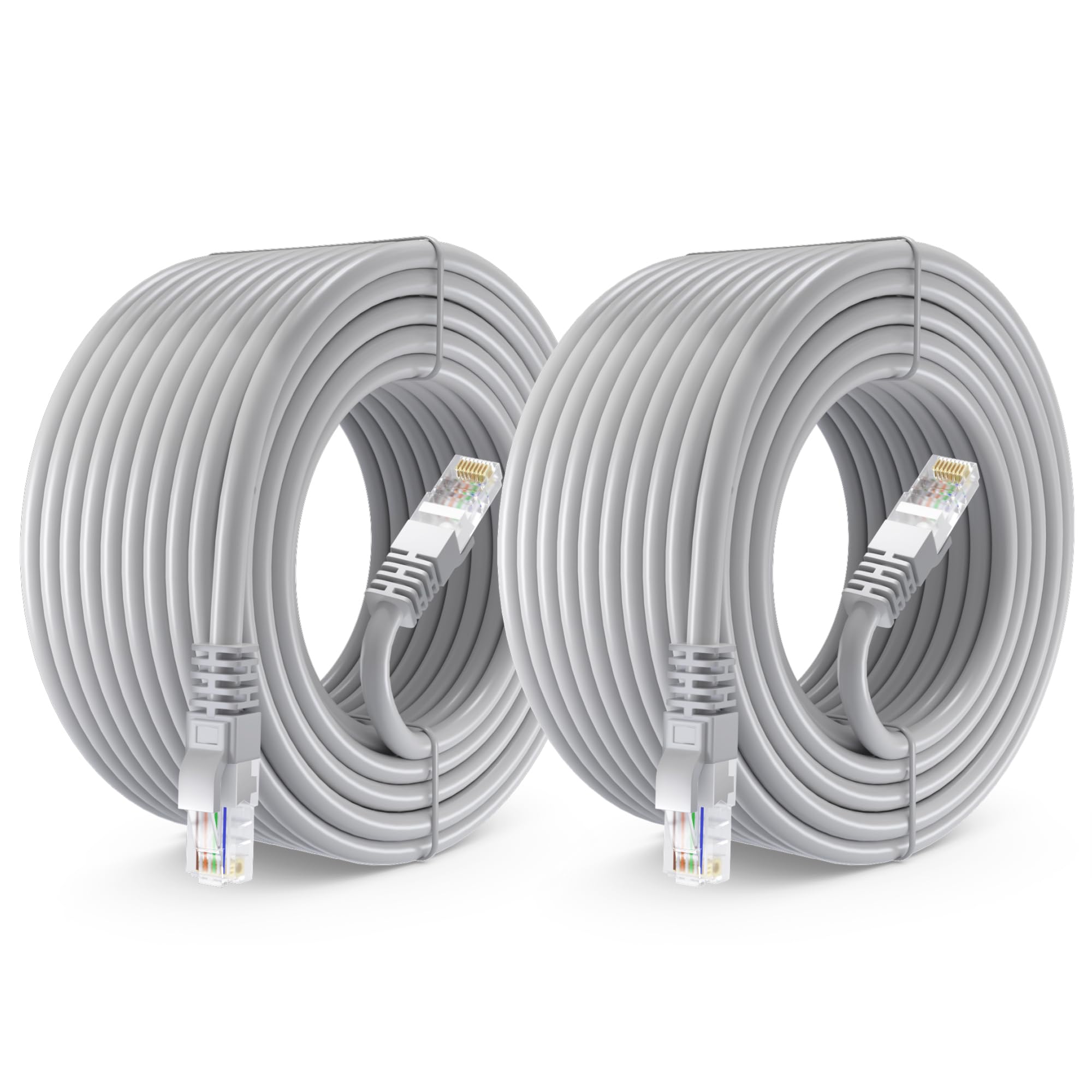 Maximm Cat 6 Ethernet Cable 50 Ft (2 Pack)   High Speed Lan Cable, Internet Cable, Patch Cable, And Network Cable   Utp, 10Gbps, 550Mhz Cat6 Cable   Gray
