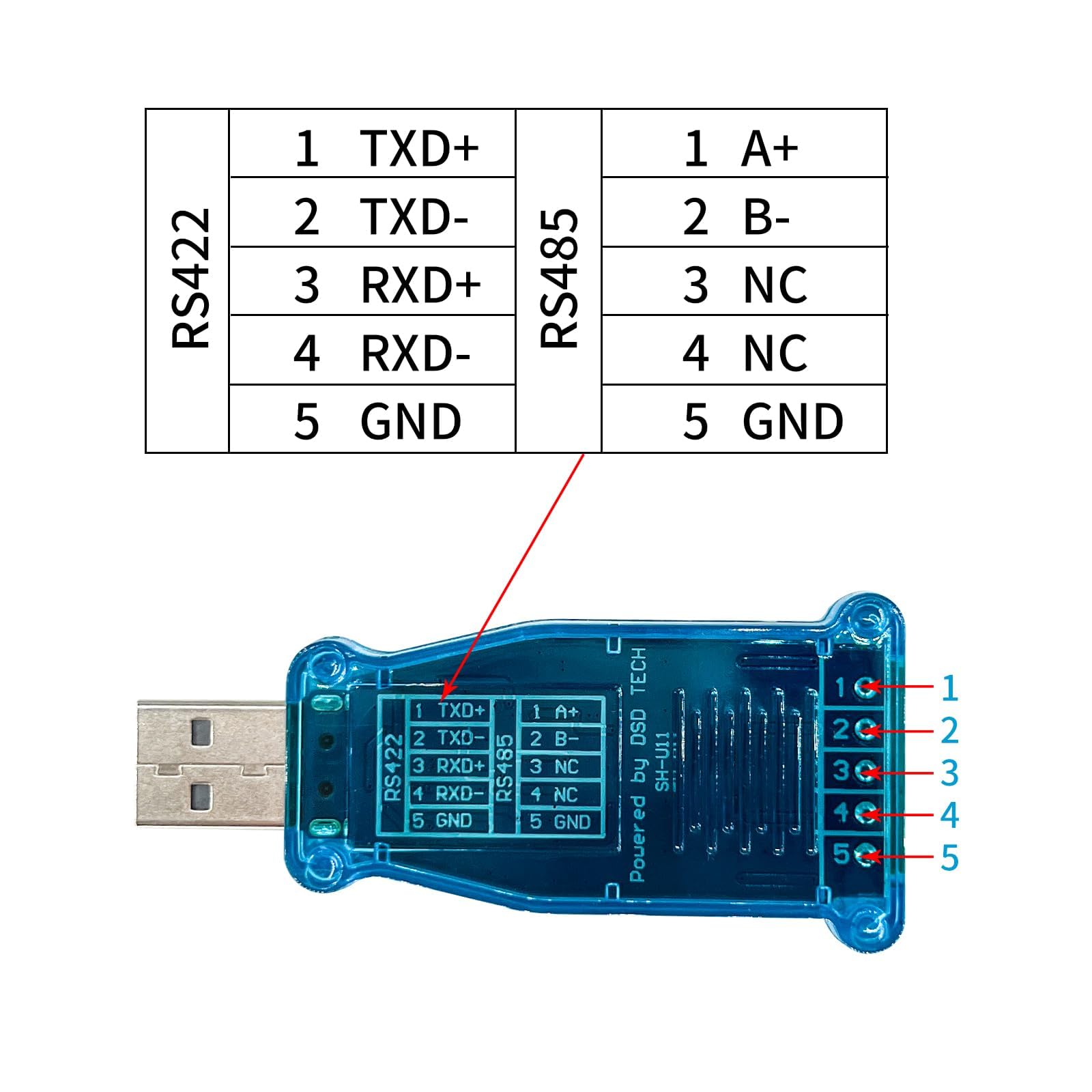 Dsd Tech Sh U11 Usb To Rs485 Rs422 Converter With Ftdi Ft232R Chip Work For Modbus