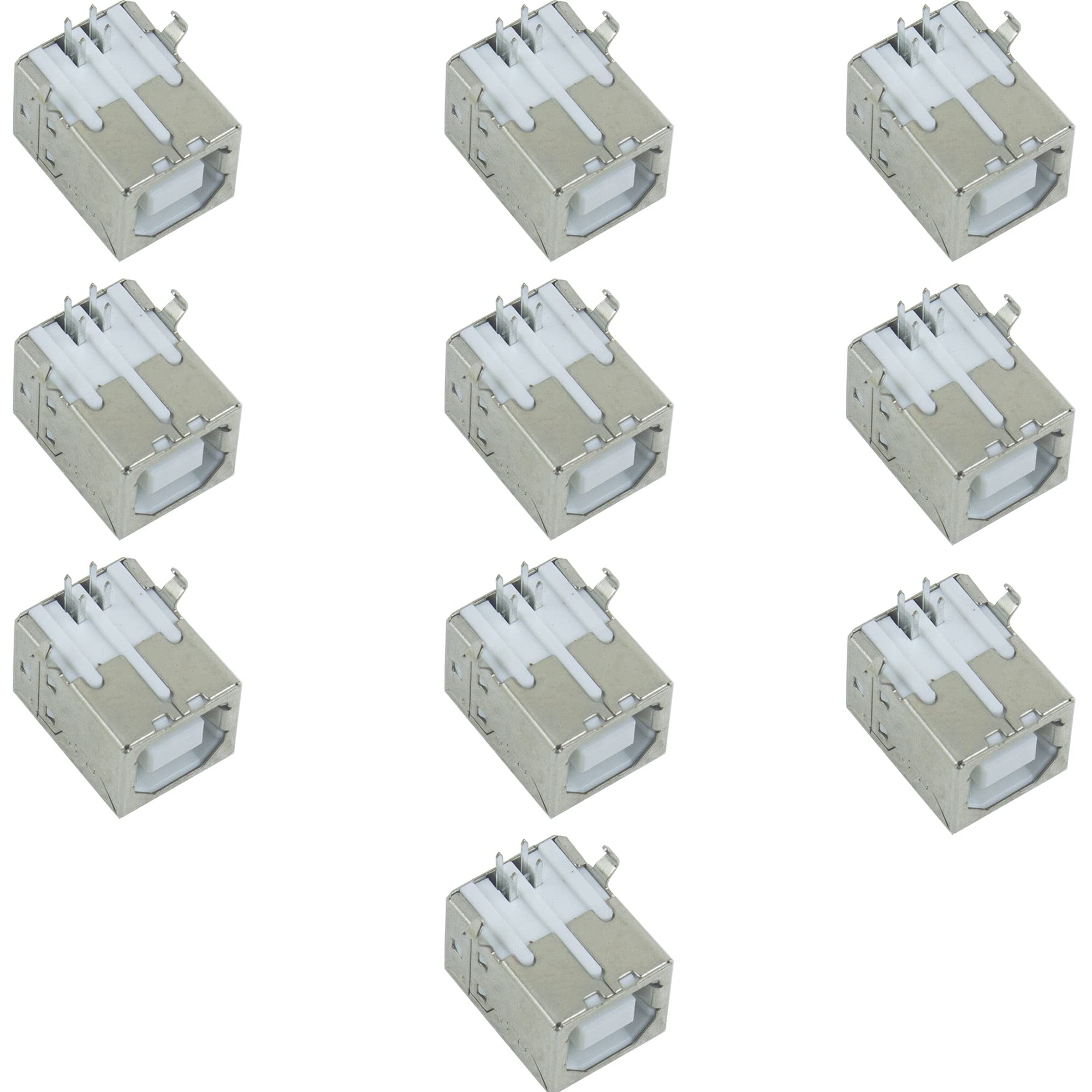 Risingsaplings 10Pcs Usb 2.0 Standard Type B Female Socket Connector Jack Port 90 Degree Right Angle For Replacement Adapter (10