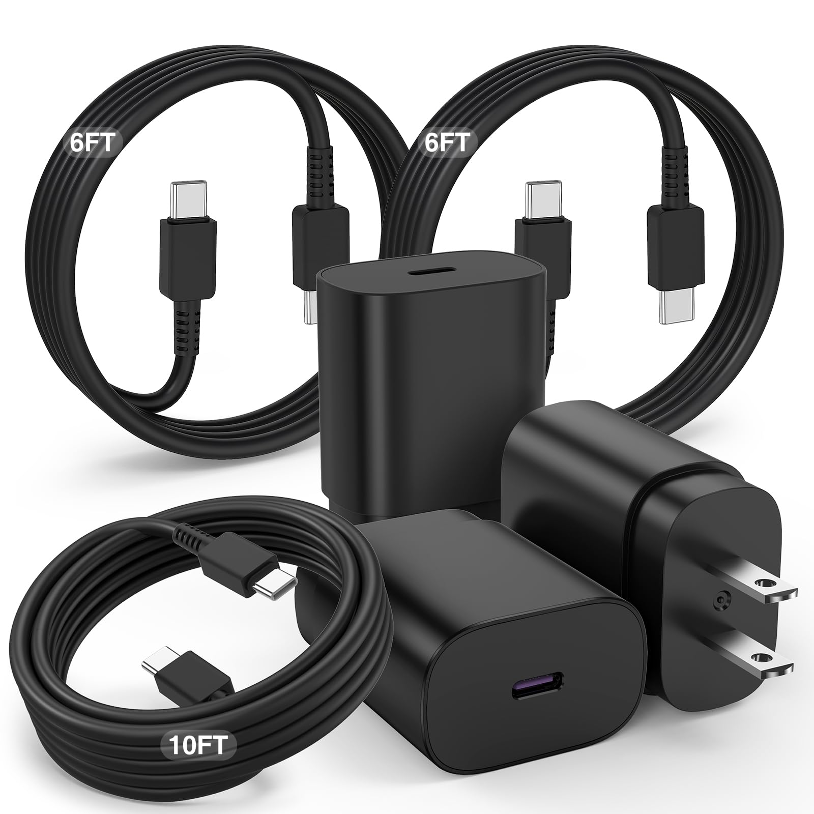 For Samsung Galaxy Super Fast Charging Cord Type C Charger, 25W Android Phone Charger Block & 6+6+10Ft Usbc To Usb C Cable For G