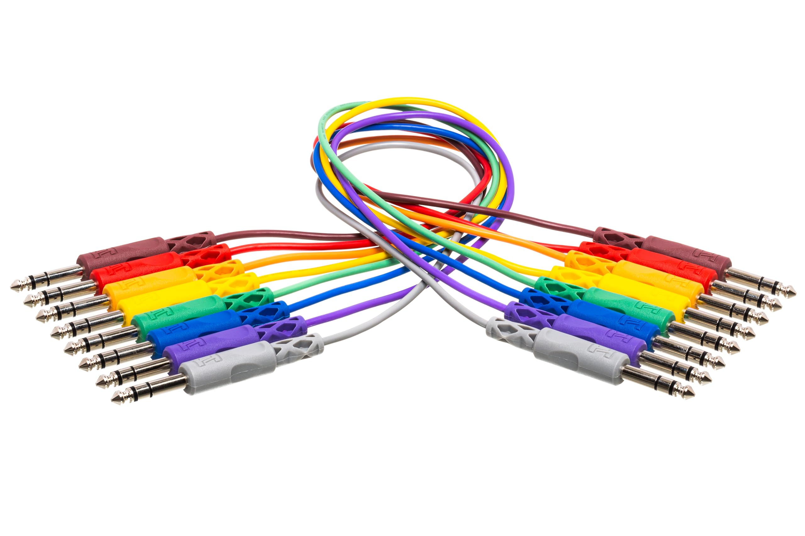 Hosa CSS890 1/4inch TRS Male to 1/4inch TRS Male Patch Cable 8Pack  3 Foot