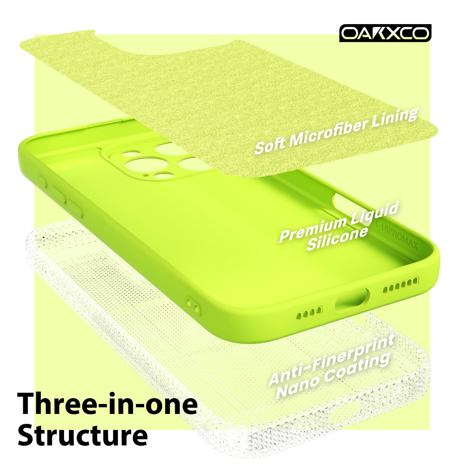 Oakxco For Iphone 16 Pro Max Phone Case Liquid Silicone, Neon Bright Solid Color, Thin Slim Soft Rubber Gel Matte Tpu Plain Simp