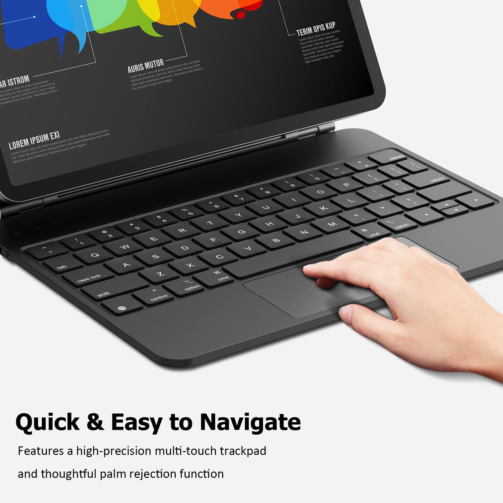 Wainyok Magic Style Keyboard Case For Ipad Pro 12.9 Inch (2022 2018), Wireless Bluetooth, Backlit, Touchpad, Detachable, Slim Fo