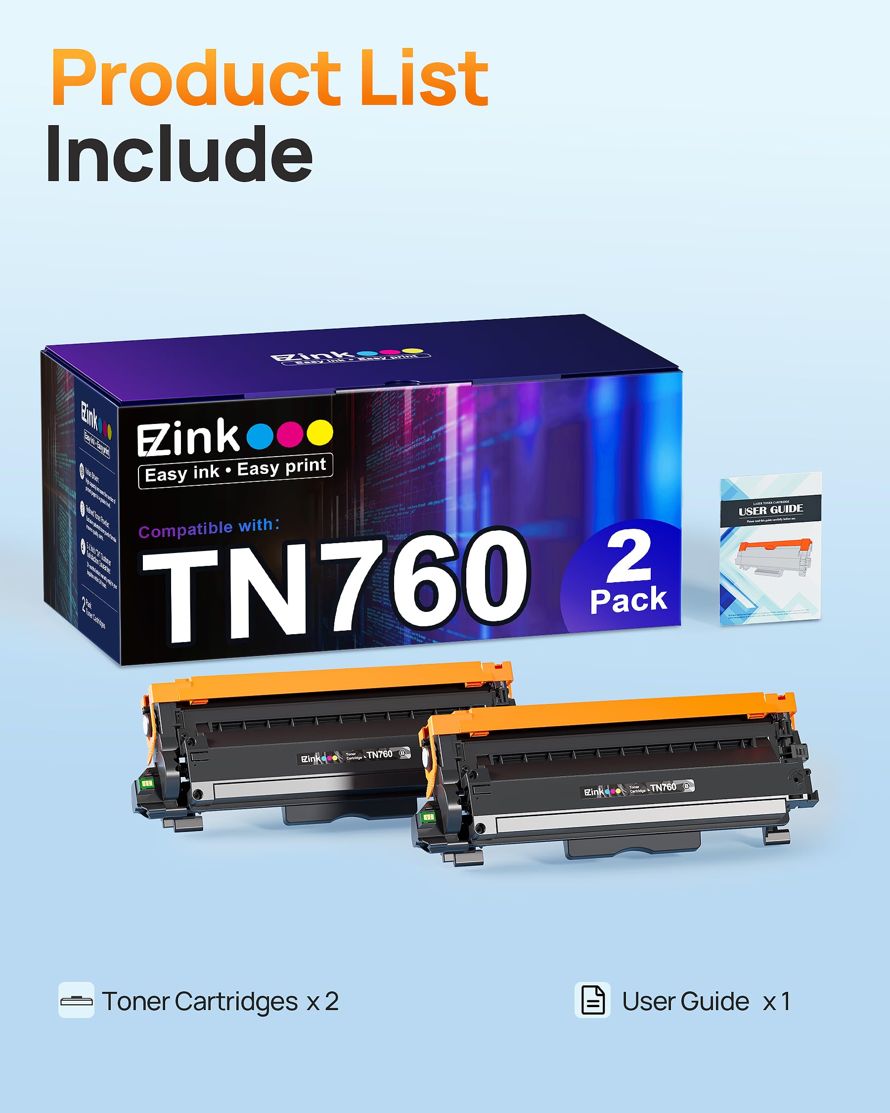 E Z Ink Tn760 Compatible Toner Cartridges Replacement For Brother Tn 760 Tn730 Tn 730 To Use With Mfc L2710Dw Mfc L2750Dw Hl L23