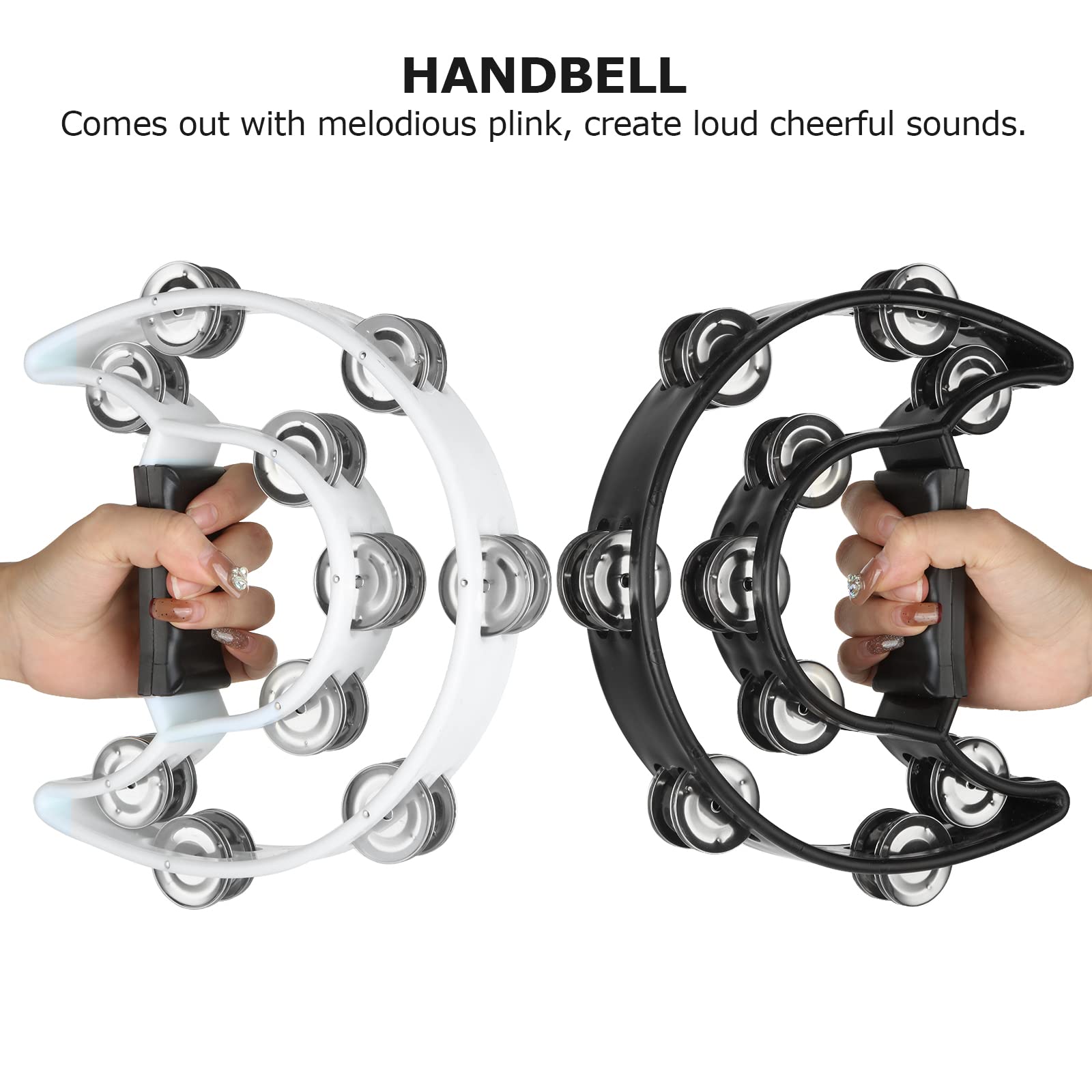 4 Pack Half Moon Handheld Tambourine Metal Jingles Tambourines For Adults   Double Row, Plastic Musical Percussion Tambourines M
