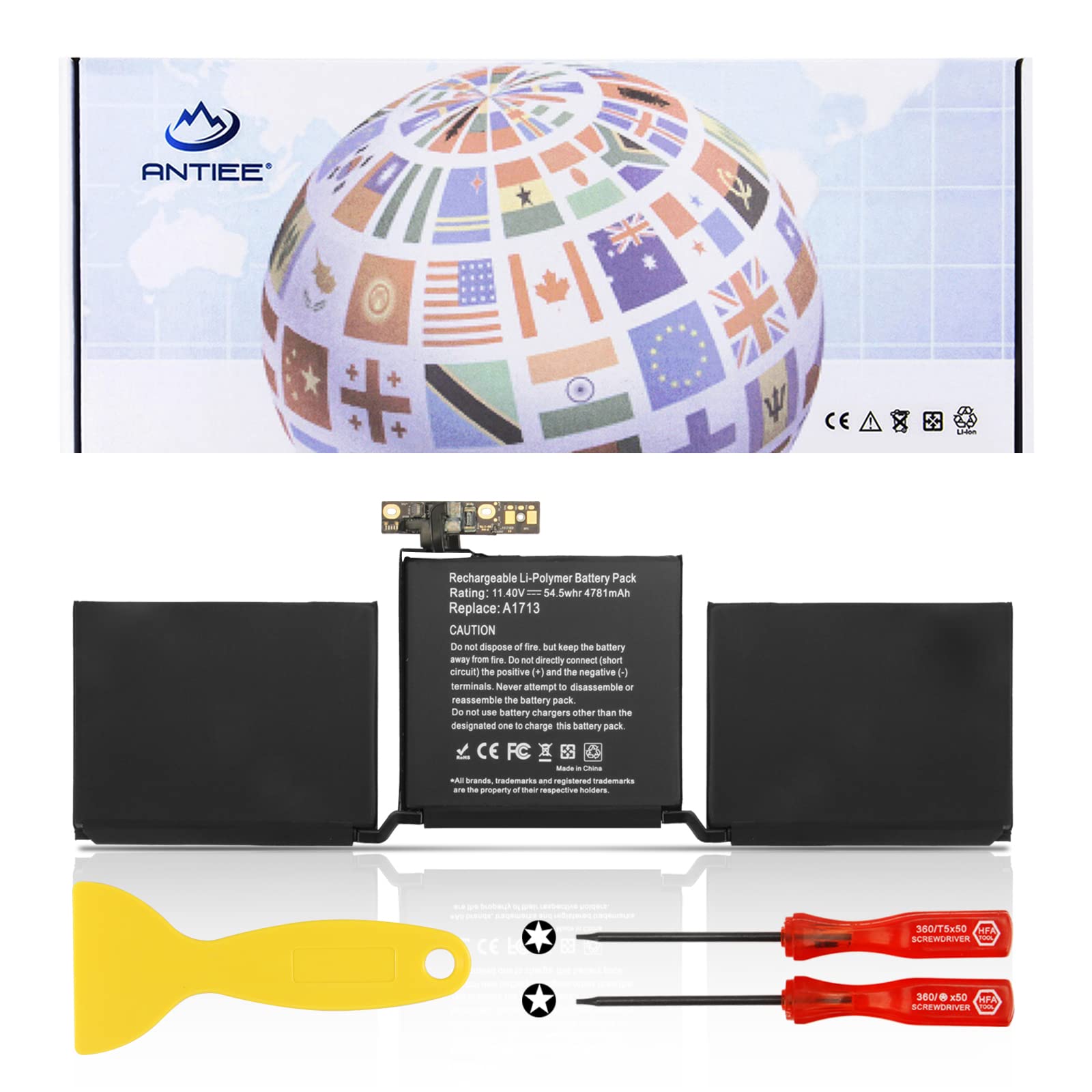 A1708 Battery Replacement, A1713 Battery For Macbook Pro 13 Inch A1708 [Late 2016, Mid 2017] Emc 2978 3164 Mpxq2Ll Mll42Ll Mluq2