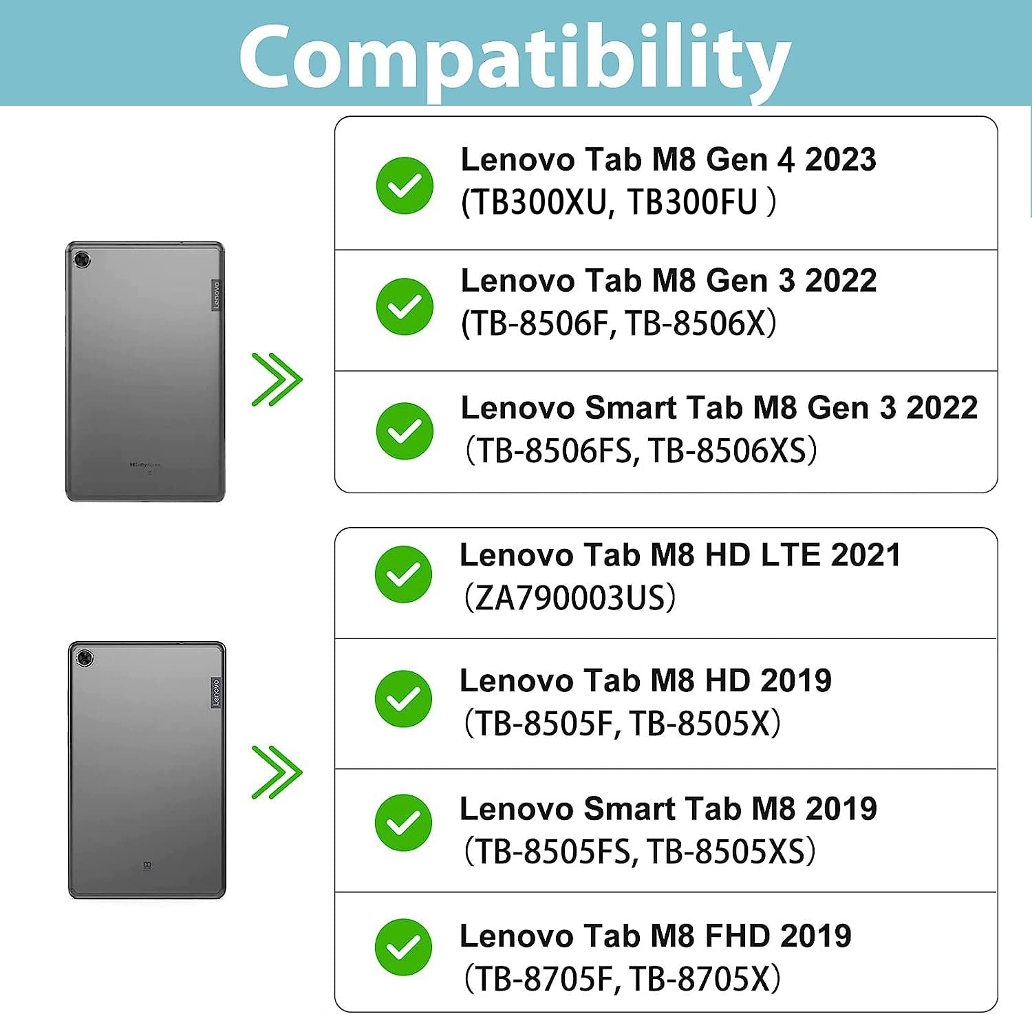 [2 Pack] Lnuyefn Screen Protector For Lenovo Tab M8 Gen 4Th 2023 Gen 3 2022 Tab M8 Hd Lte 2021/Tab M8 Hd/Smart Tab M8/Tab M8 Fhd