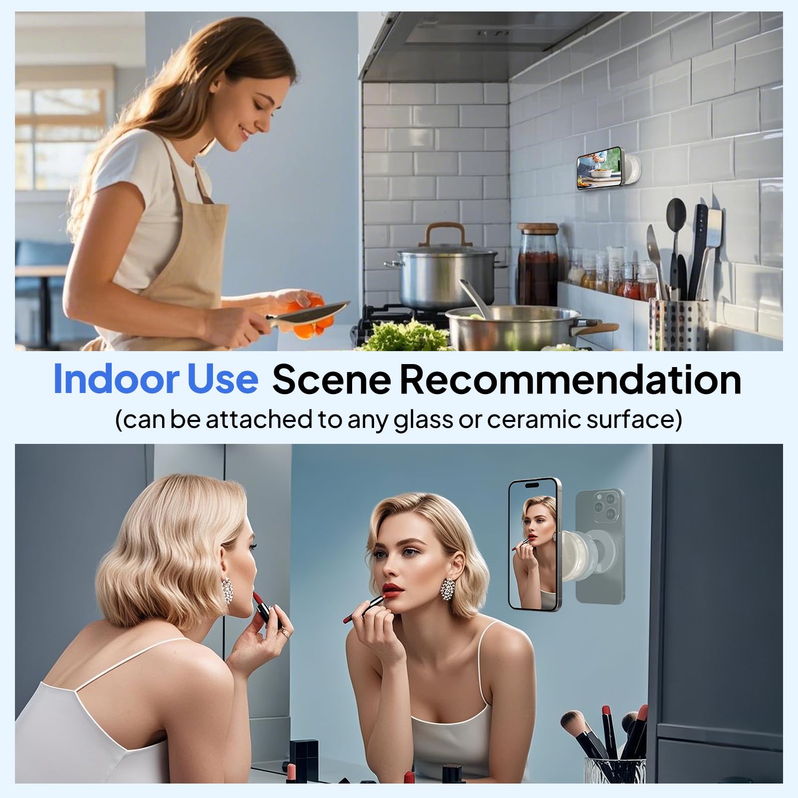 Vacuum Suction Magnetic Phone Holders For Your Car, 360 Adjustable Car Phone Holder, Suction Cup Car Phone Mount (White)