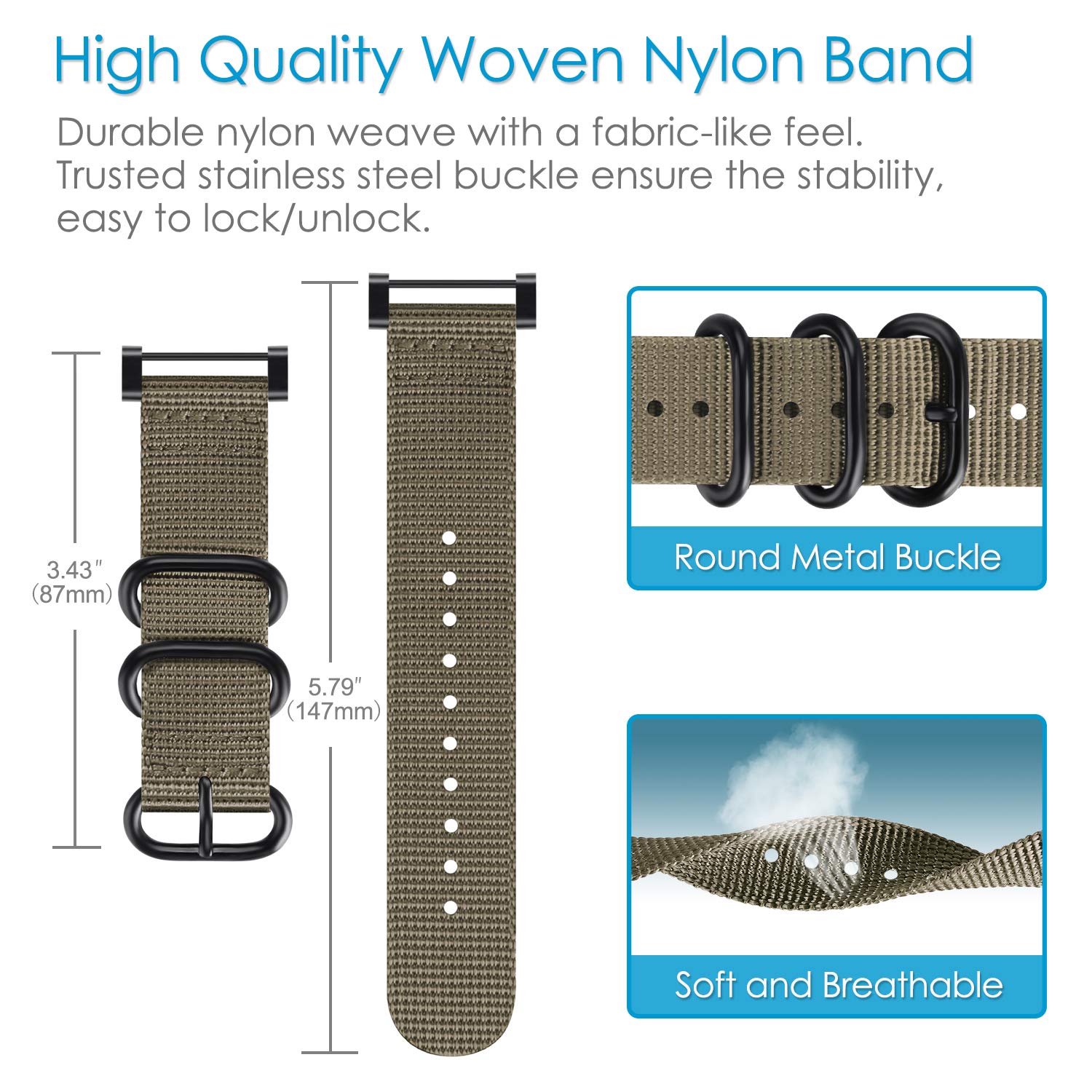 Fintie Watch Band Compatible With Suunto Core, Premium Woven Nylon Replacement Sport Strap With Metal Buckle Compatible With Suu