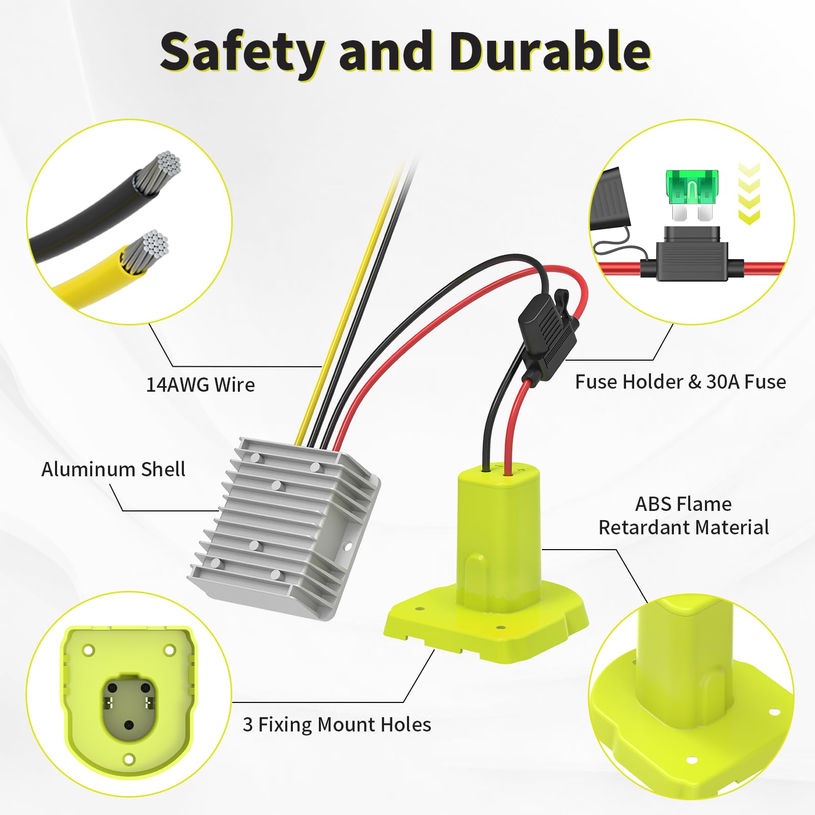 Kzreect 18V To 12V Step Down Converter Compatible With Ryobi 18V Battery, 240W 12V/20A Dc Buck Converter For Power Wheel Battery