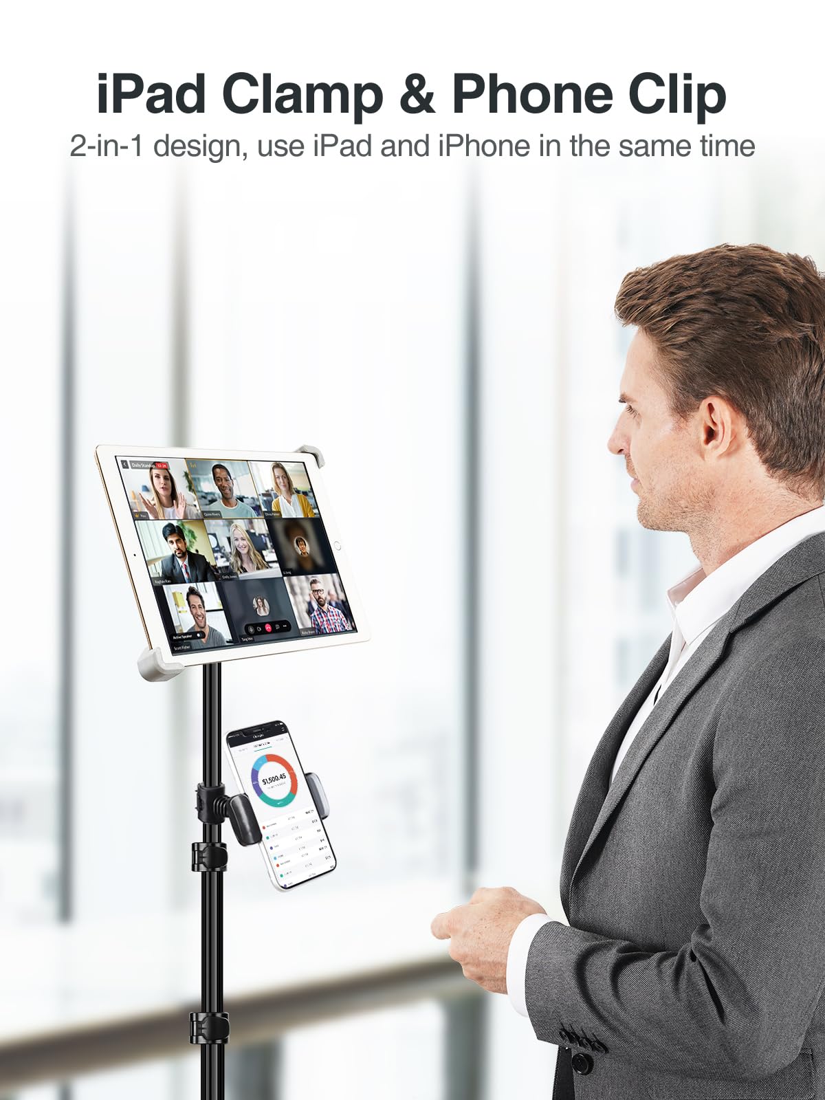 Elitehood Ipad Tripod Stand, Height Adjustable Ipad Holder Stand & Floor Ipad Stand With 360�Rotating Ipad Tripod Mount For Ipad Mini, Ipad Air, Ipad Pro And All 7.9 11.9 Inch Tablets