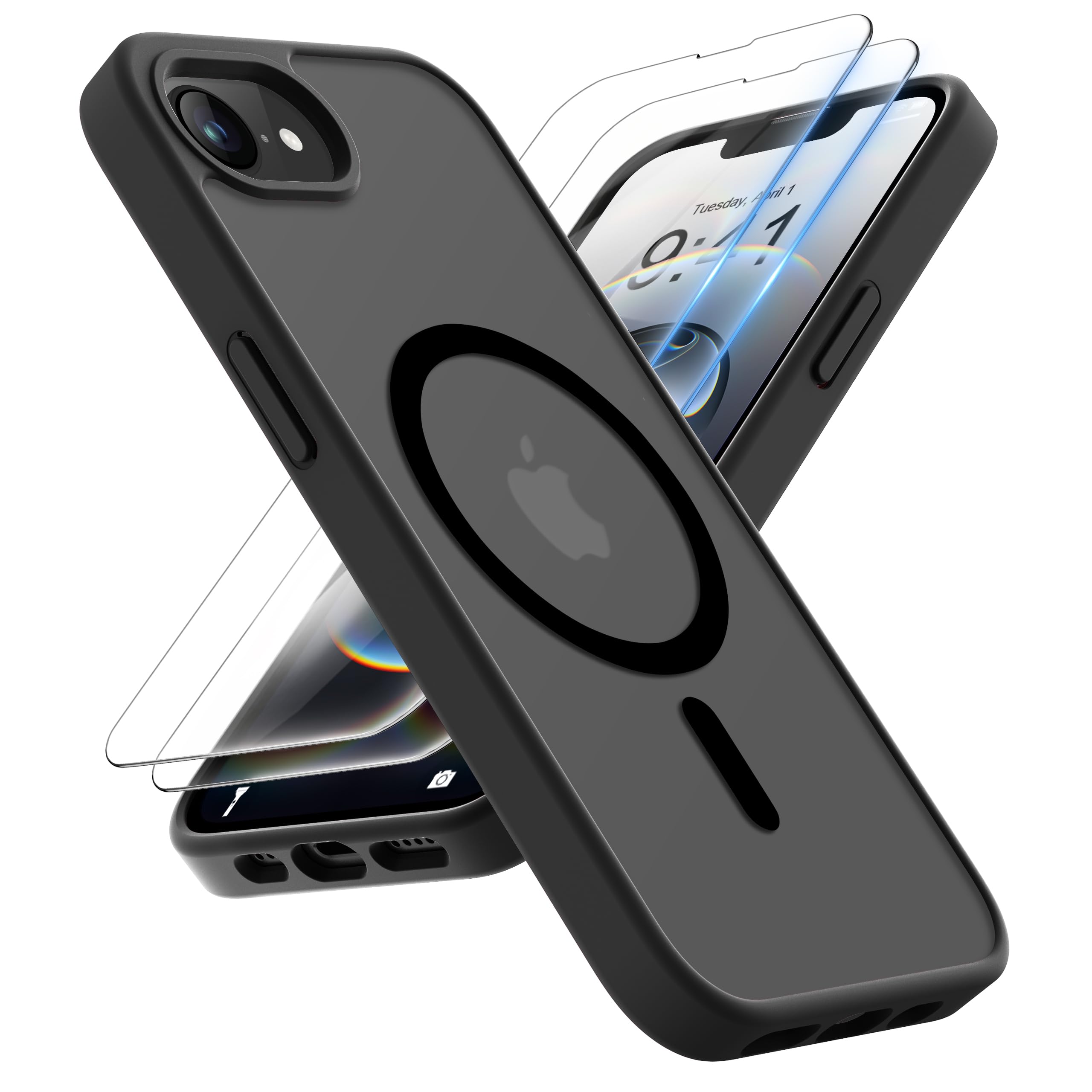ORETECH Magnetic for iPhone 16e Case, [Compatible with MagSafe] [2 Pcs Screen Protectors+ 1 Camera Lens Protector] [15 FT Drop P