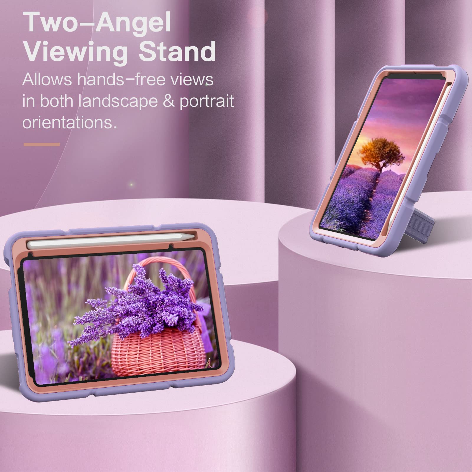 Grifobes Case For Ipad Mini 7Th 2024 (A17 Pro) / Mini 6Th Generation 2021 8.3'', Heavy Duty Shockproof Cover With Pencil Holder