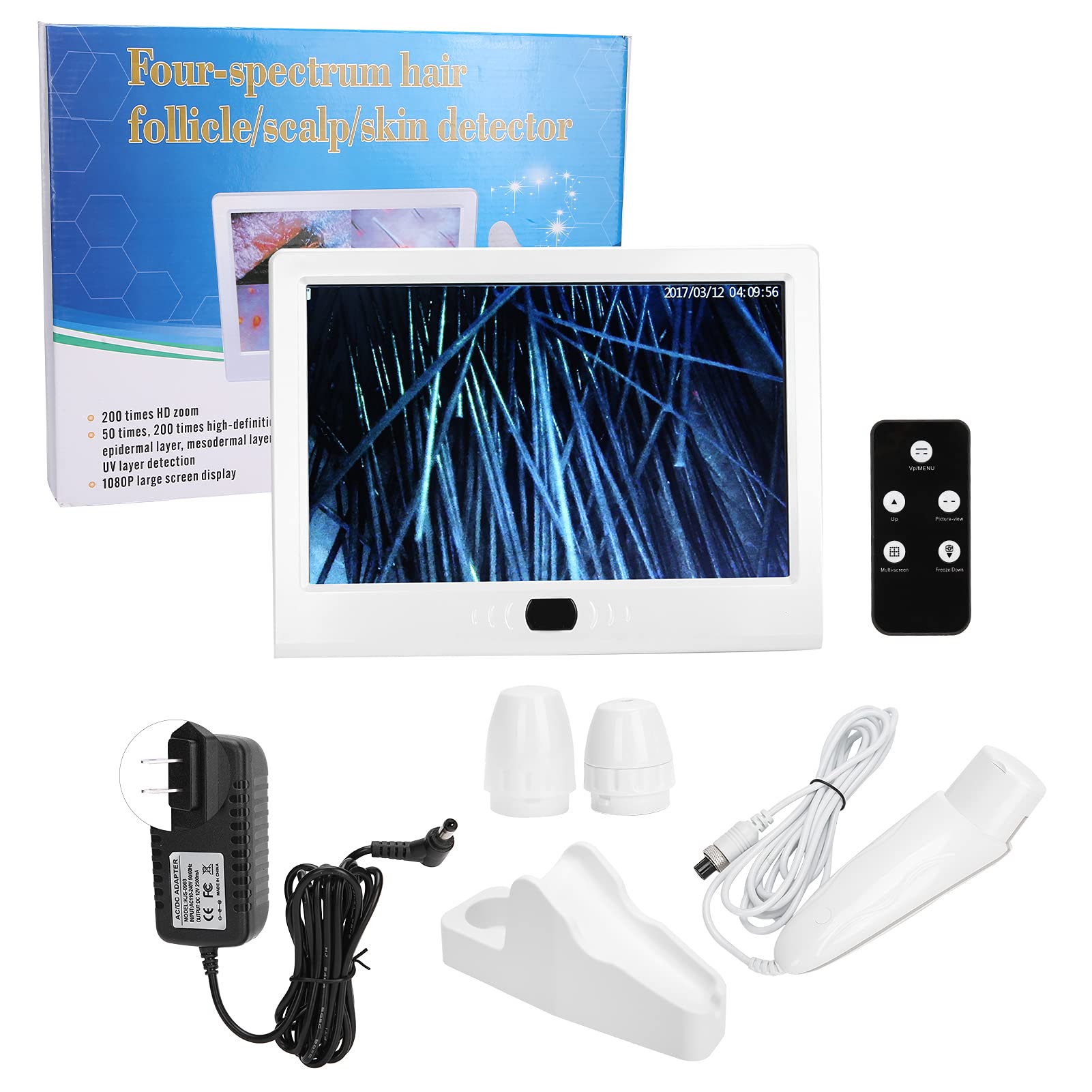 Scalp Detector, 13Inch 50X/200X Lens Multi Functional Rechargeable Digital Hair Skin Analyzer Microscope Magnifier High Sensitiv