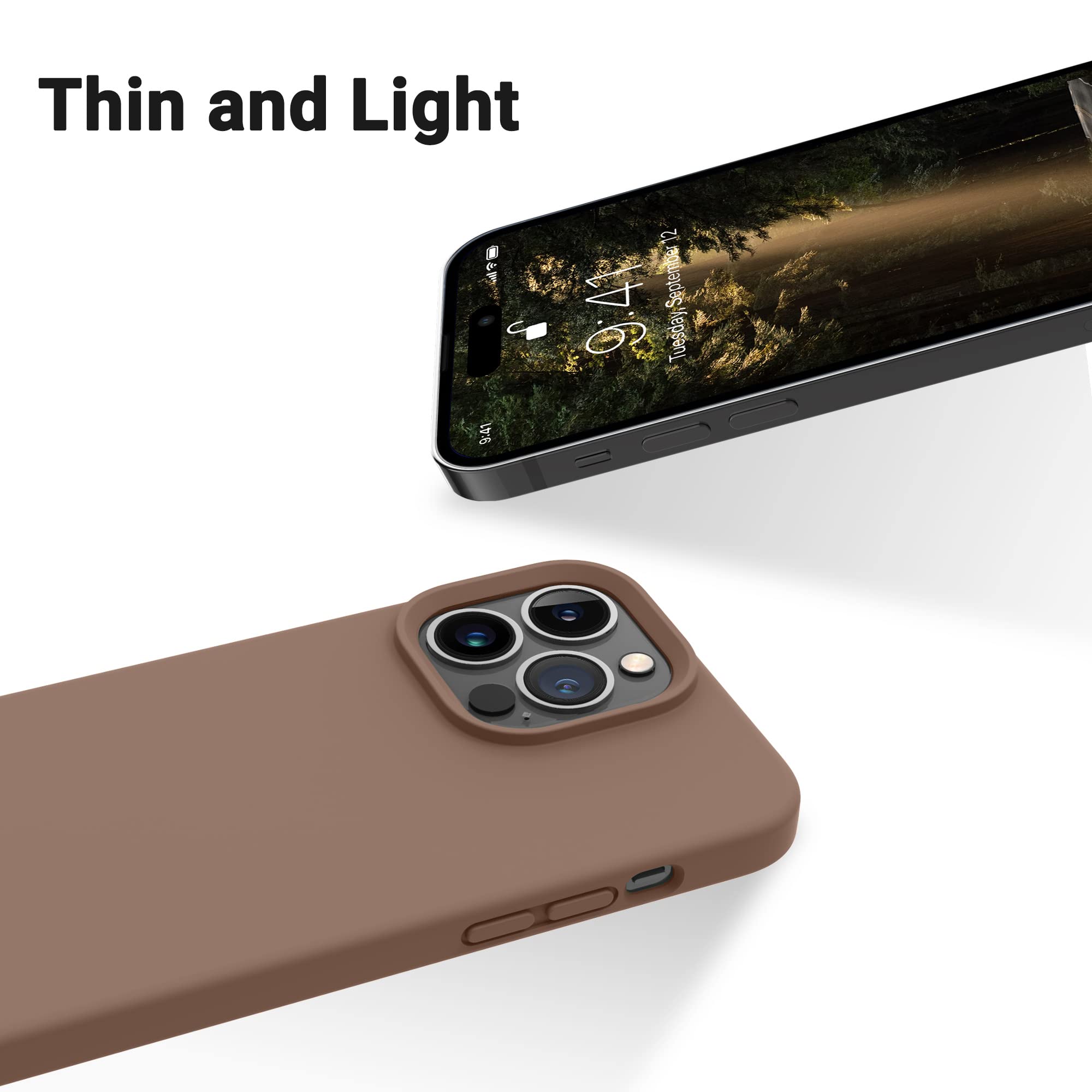 Otofly Designed For Iphone 14 Pro Case, Silicone Shockproof Slim Thin Phone Case For Iphone 14 Pro 6.1 Inch (Light Brown)