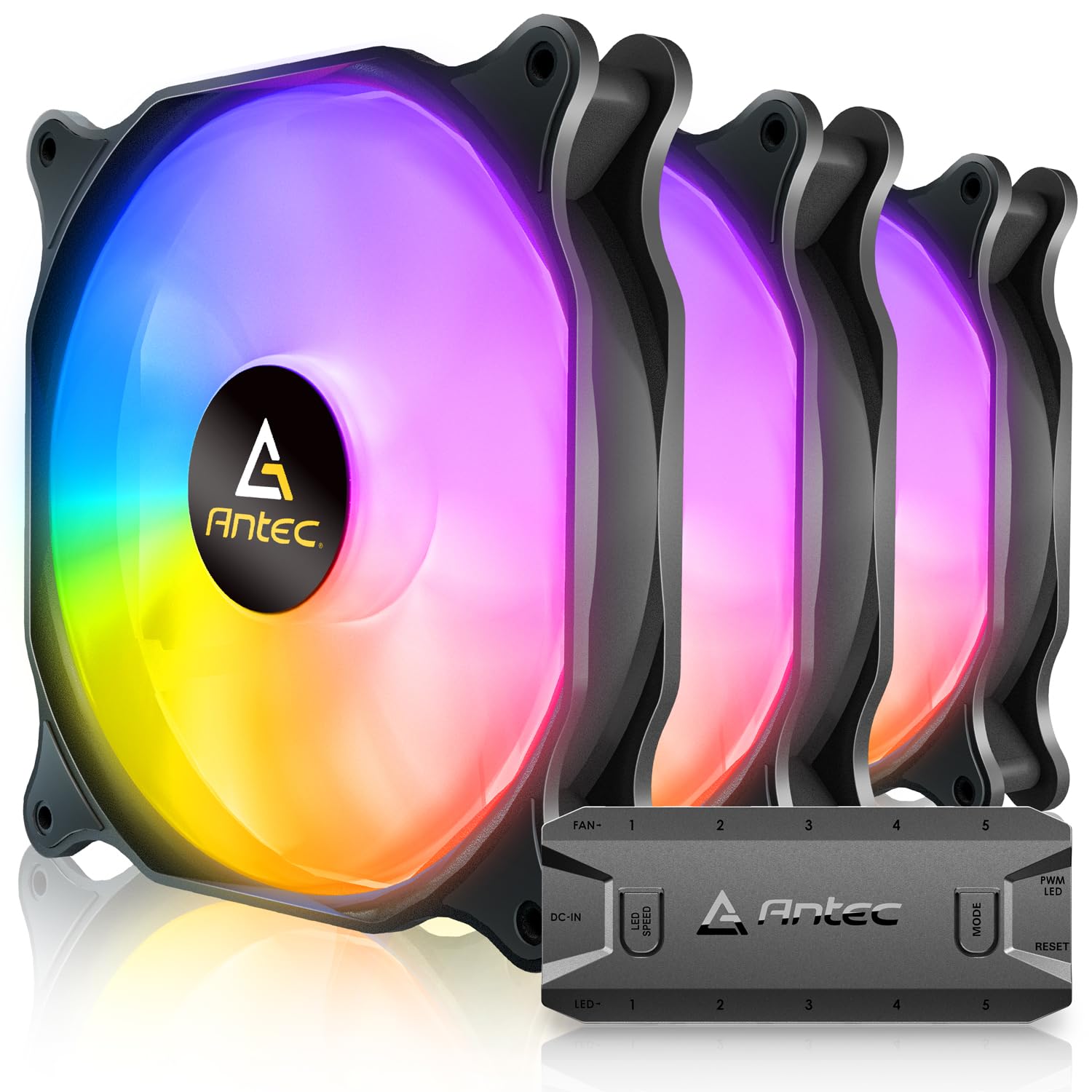 Antec Rgb Fans, 140Mm Fan With Argb Controller, Pc Fans,140Mm Case Fan, 140Mm Rgb Fan, 3 Pin Connector, F14 Series Rgb Fans 3 Pa