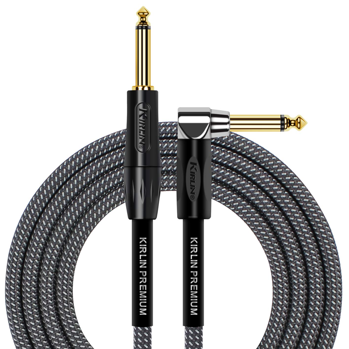Kirlin Cable Iwb 202Bfgl 20/Ca 20 Feet Premium Plus Instrument Cable, Carbon Gray Woven Jacket