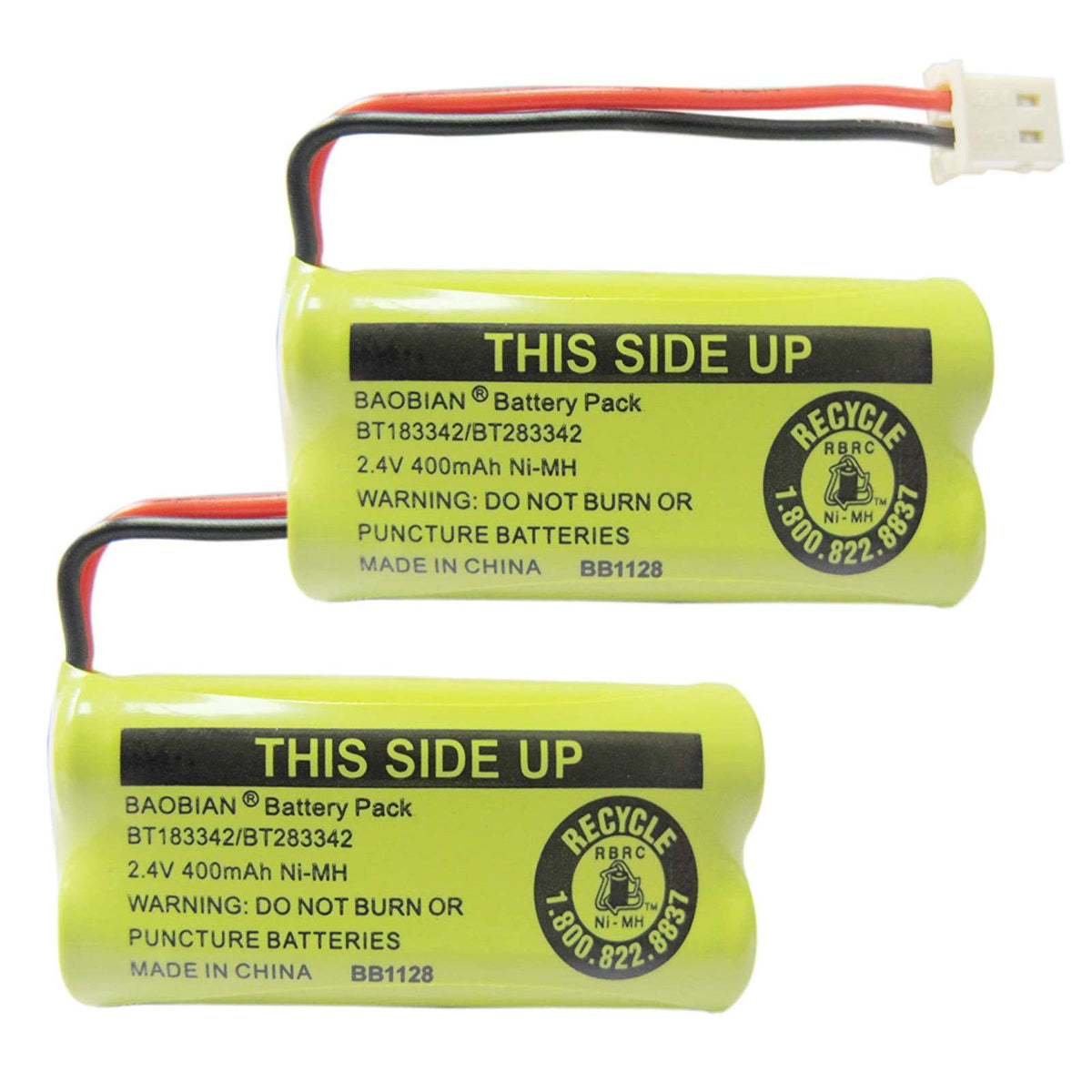 Baobian 2.4V 400Mah Cordless Home Phone Battery For At&T Bt162342 Bt 162342 Bt166342 Bt 166342 Bt266342 Bt 266342 Bt183342 Bt 183342 Bt283342 Bt 283342 Vtech Cs6329 Cs6114 Cs6419(Pack Of 2)