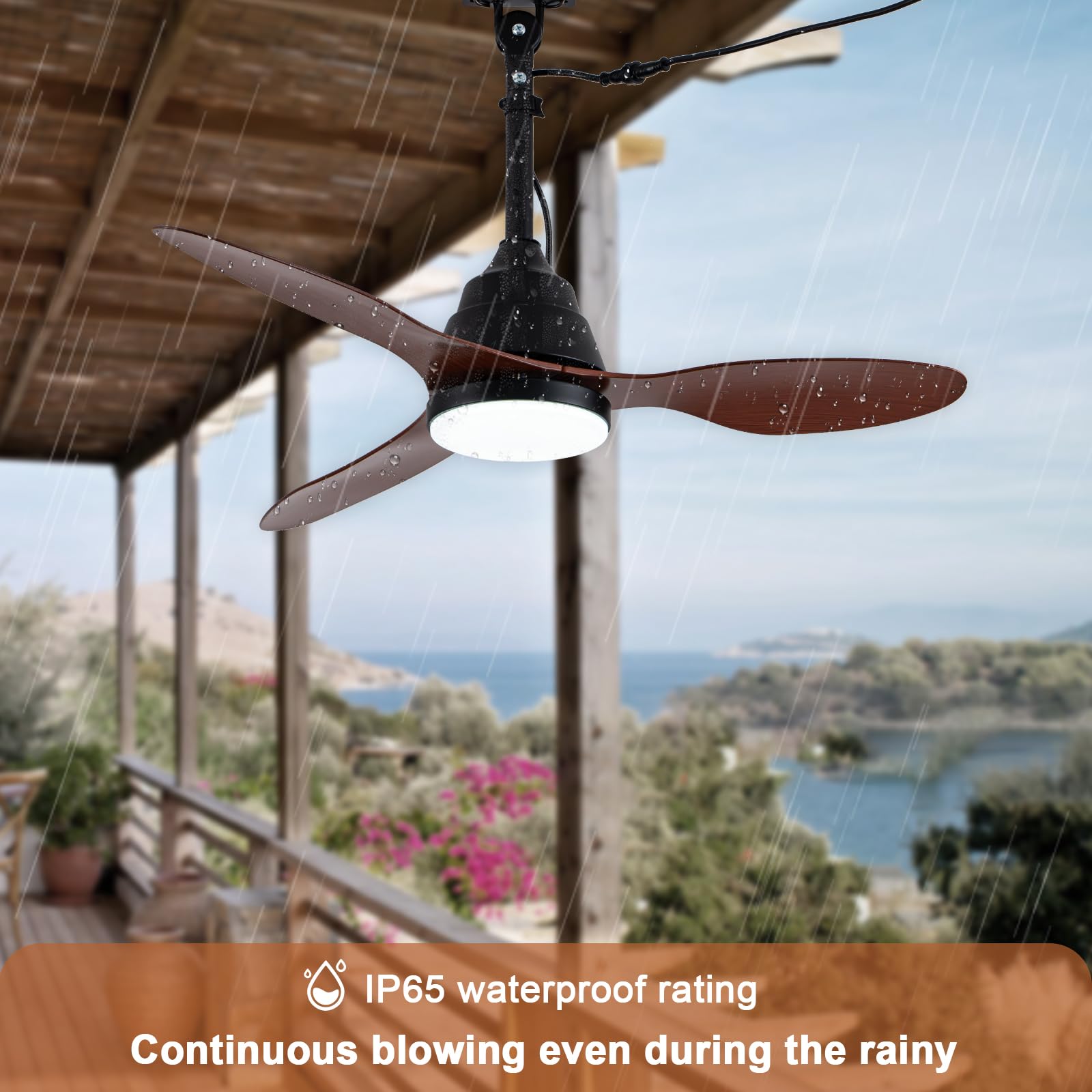 Cncmtiger 42 Waterproof Outdoor Ceiling Fan With Lights Ip65 Gazebo Fan Outdoor Hanging Wet Rated Plug In Ceiling Fan For Pati