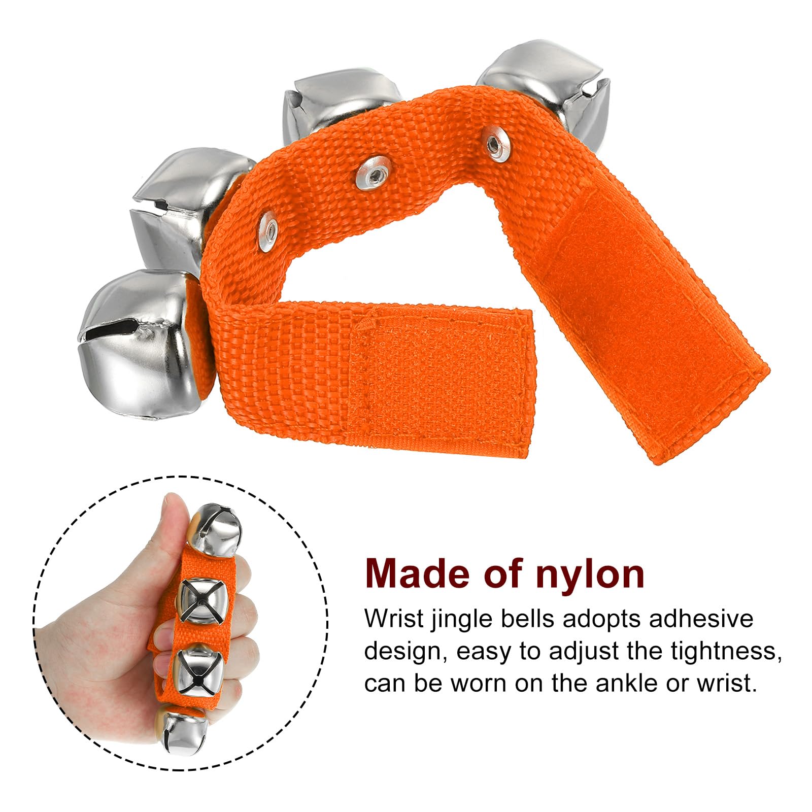 Patikil 2Pcs Wrist Bells, Jingle Bells Ankle Bells Wrist Bells Bracelet Percussion Instruments Musical Rhythm Band 4 Silver Bell