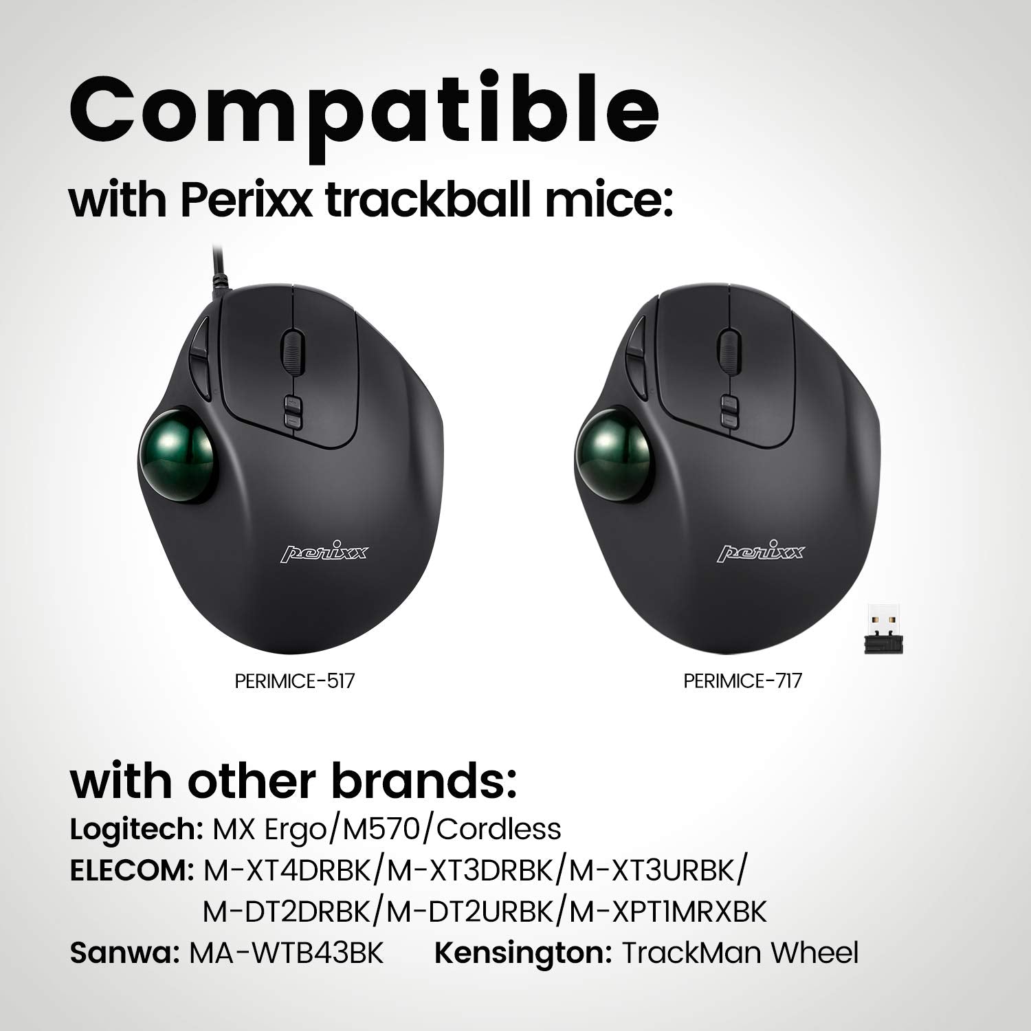 Perixx Peripro 303Glg Trackball, 1.34 Inch Replacement Ball For Perimice And M570, Glossy Green