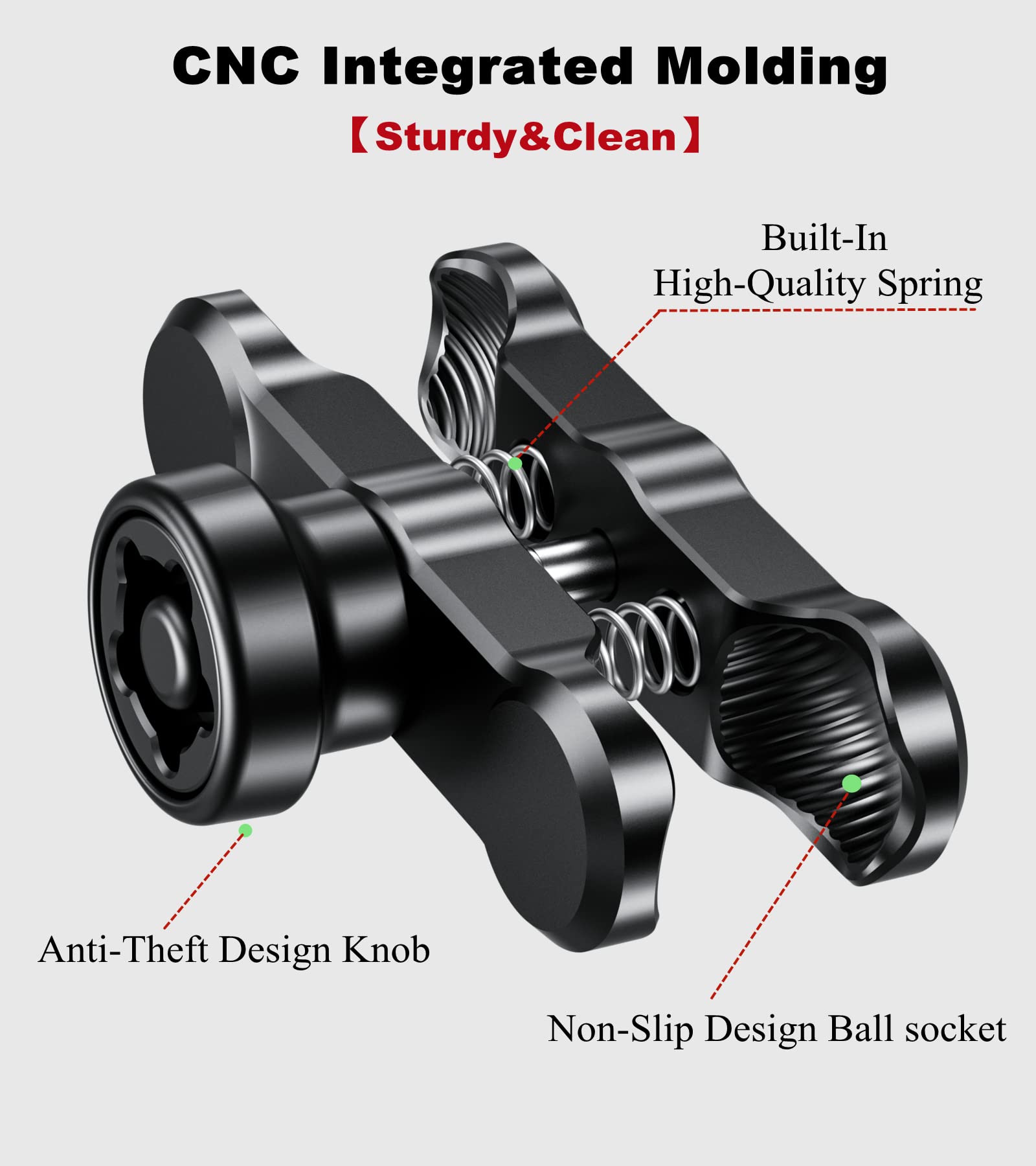 Brcovan Anti Theft Aluminum Alloy Double Socket Arm Compatible With Ram Mounts B Size 1 ' ' Ball Mounting Base & Bike Motorcycle