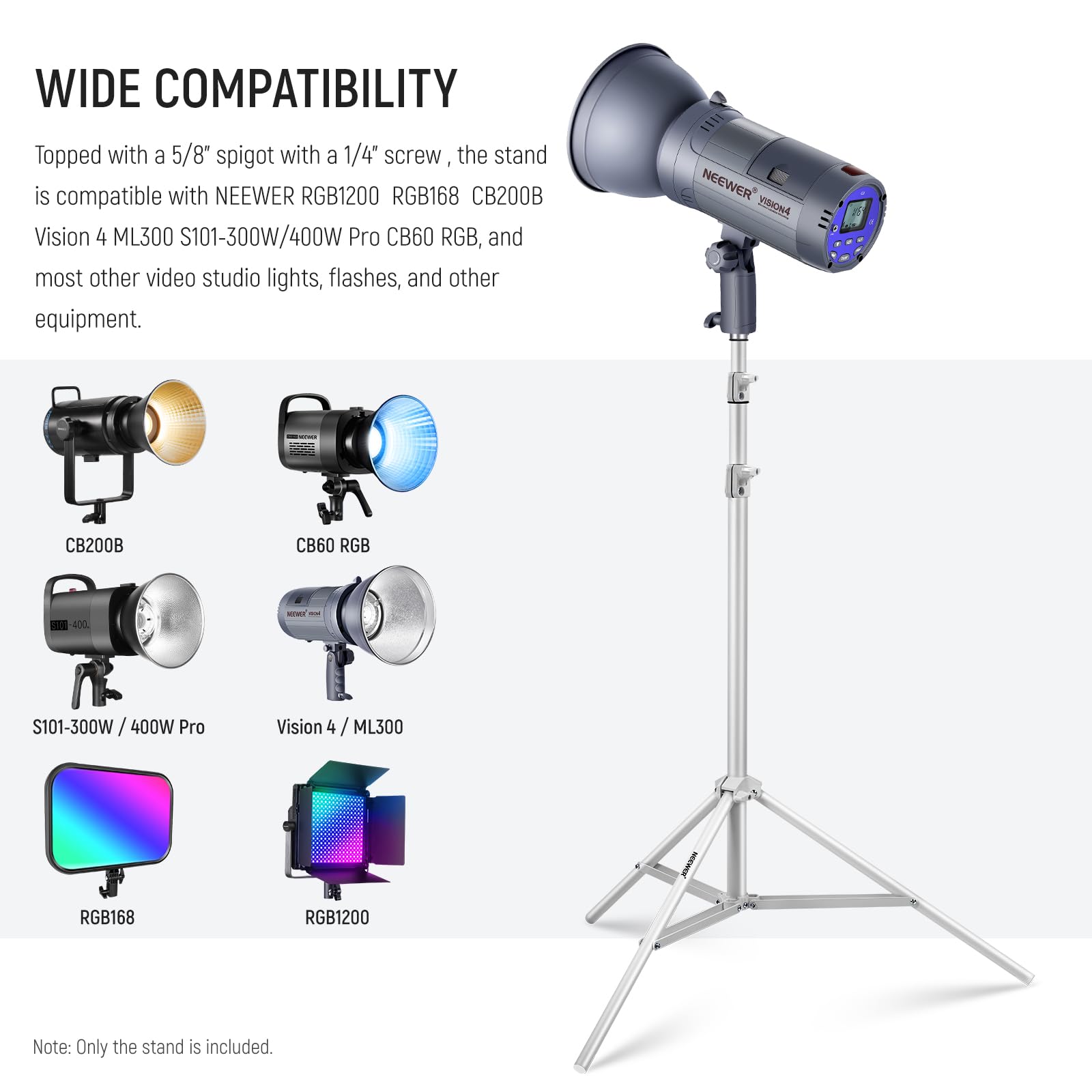 Neewer Light Stand For Photography 87 - 200 Cm, Tripod Stand With Spring With 28 Mm Thicker Tube For Ring Light/Led Light/Strobe
