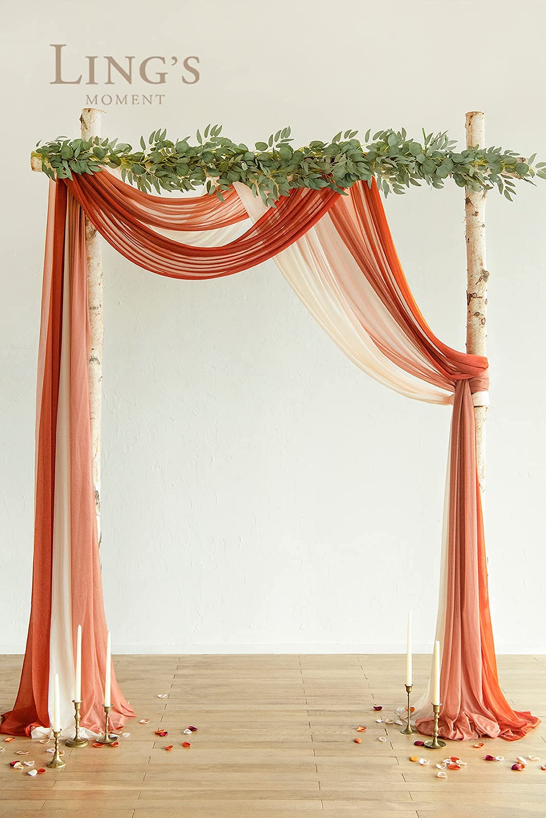 Ling'S Moment 3 Panels 20Ft Fall Wedding Arch Chiffon Draping Fabric, Sheer Hanging Drapes Arrangement For Wedding Ceremony Rece
