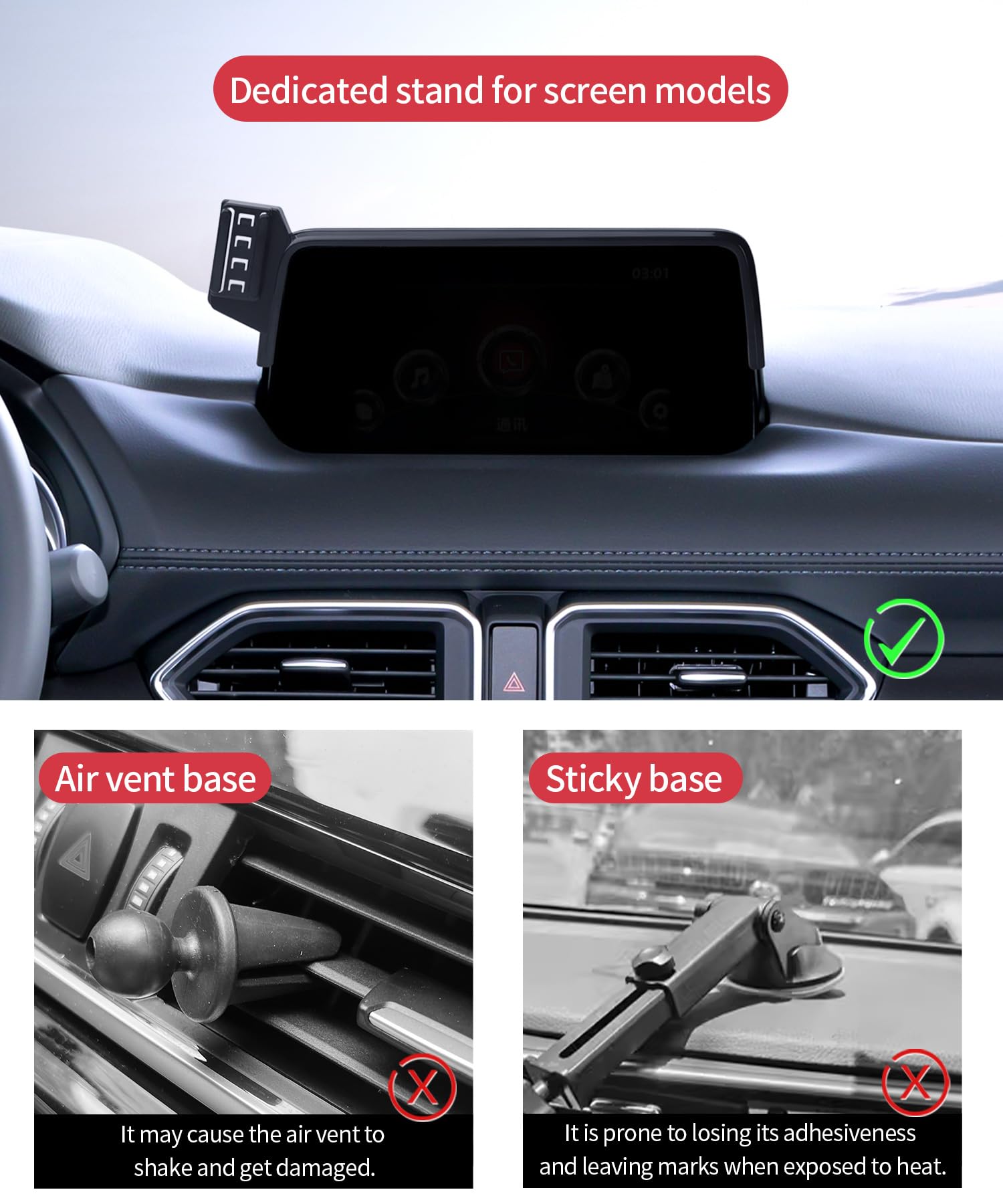 Masergogo Wireless Charging Car Phone Holder For Mazda Cx-5 2017-2020 Accessories 7 Inch Screen Fixed Clip,360 Rotation Car Phon