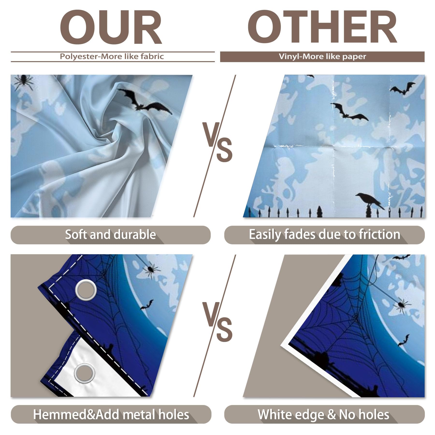 Swepuck 7X5Ft Blue Halloween Photo Backdrop For Parties Large Pumpkin Patch Moon Picture Photography Background Kids Witch Haunt