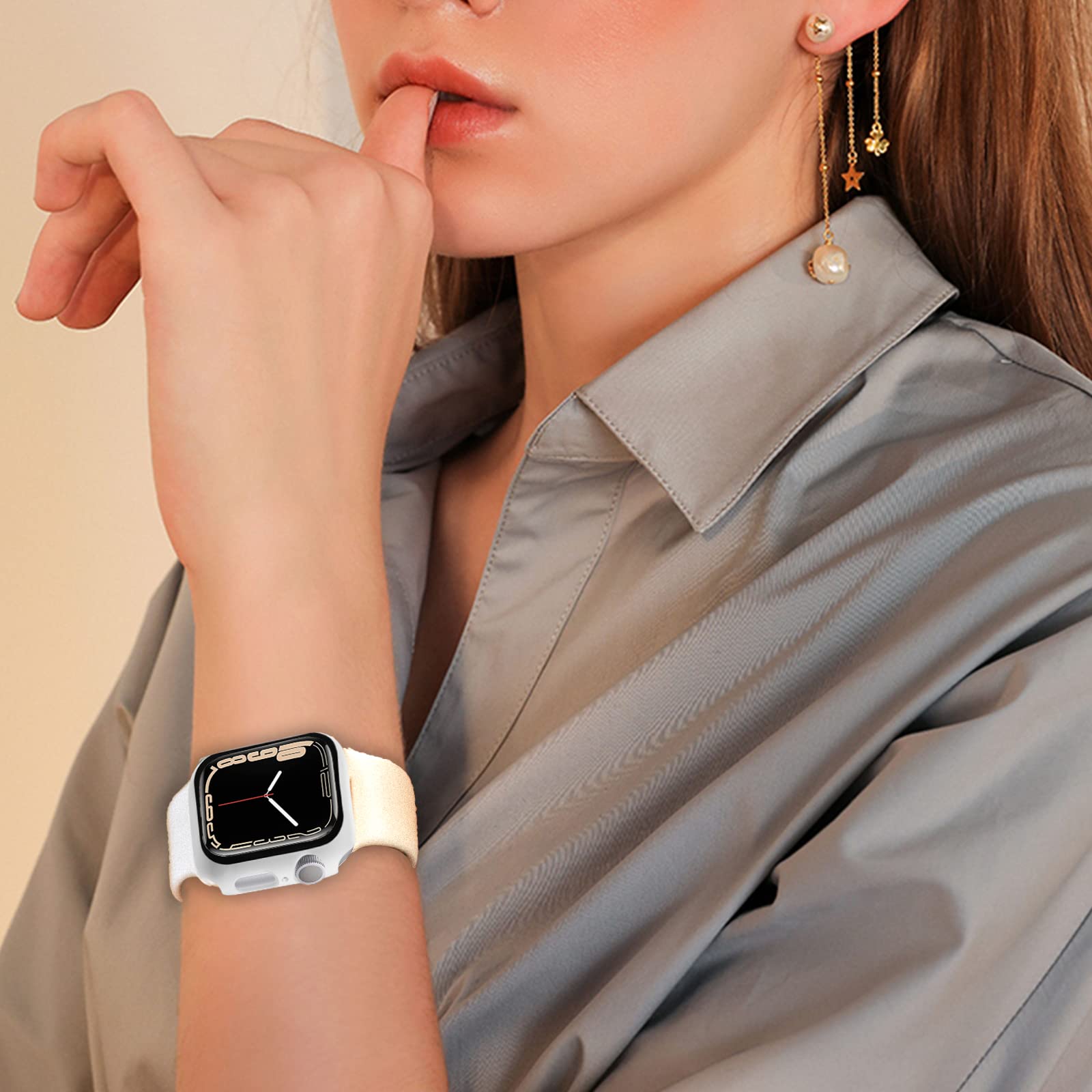 Miimall Compatible Apple Watch 40Mm Case Se 2022 Shell With Screen Protector Anti Scratch Shockproof Hard Pc And Tempered Glass