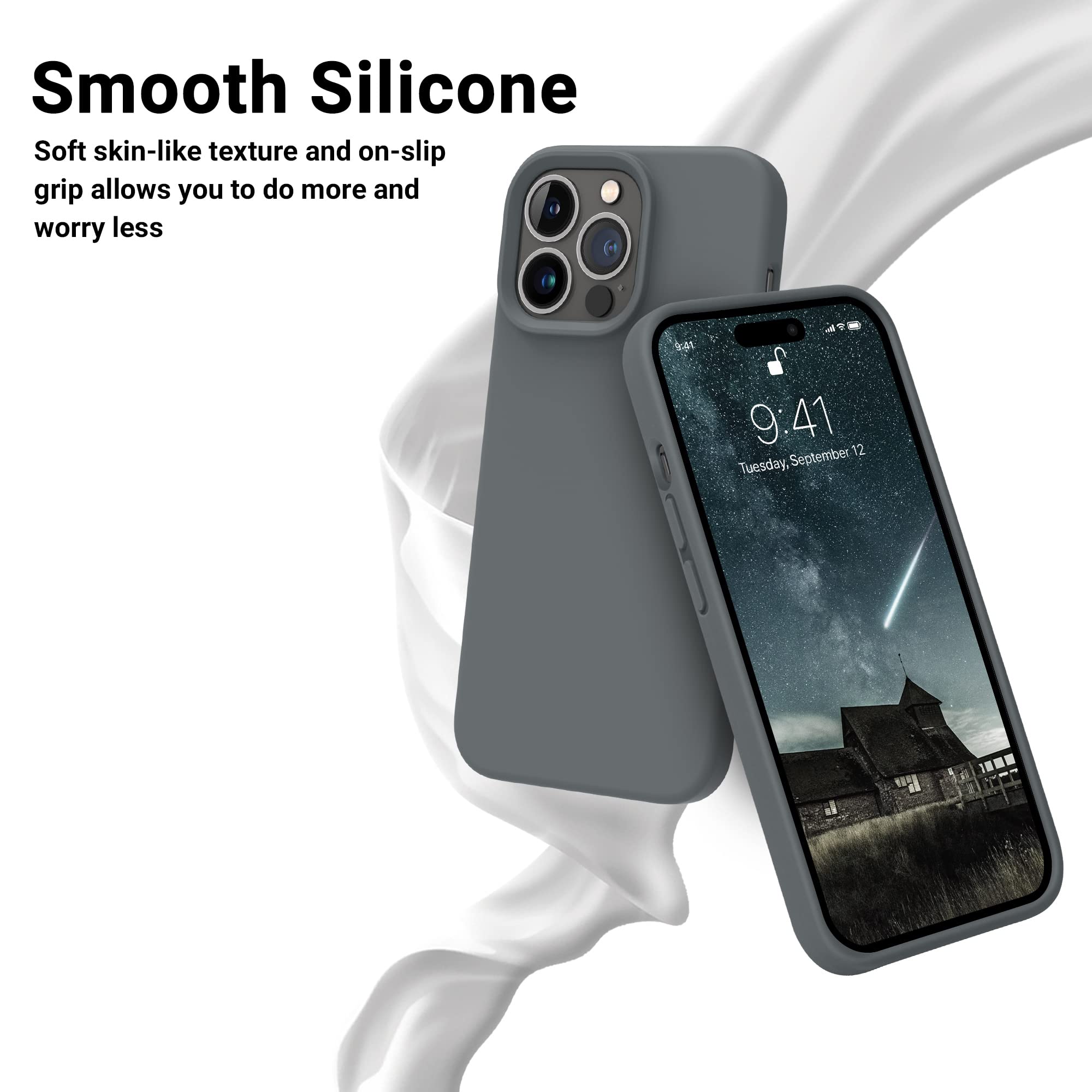 Otofly Designed For Iphone 14 Pro Case, Silicone Shockproof Slim Thin Phone Case For Iphone 14 Pro 6.1 Inch (Space Gray)