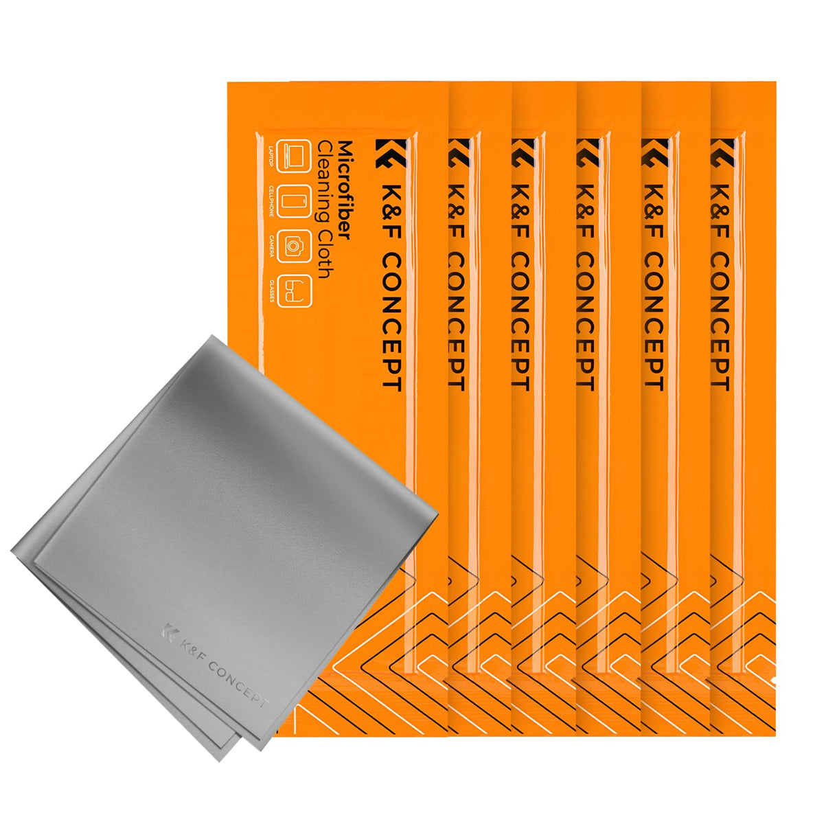 K&F Concept 6 Pack Microfiber Cleaning Cloths - Lens Cleaning Cloth For Cleaning Camera Lenses, Glasses, Screens, Cameras, Eyeglasses, Lcd Tv Screens, Tablets Washable