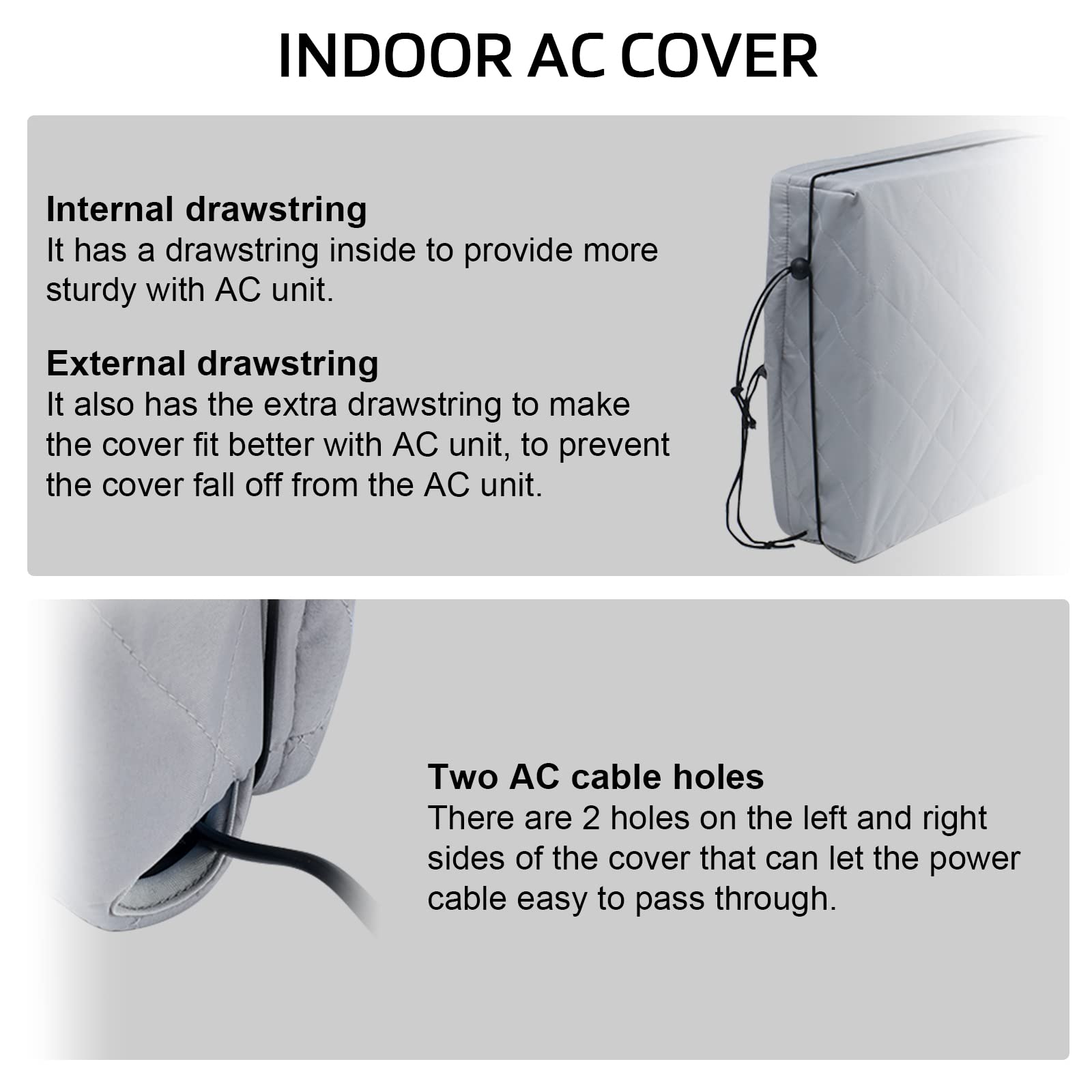 2 Pack Indoor Outdoor Window Air Conditioner Cover Adjustable Window Ac Unit Cover With Drawstring Double Insulation 21''X16''X3