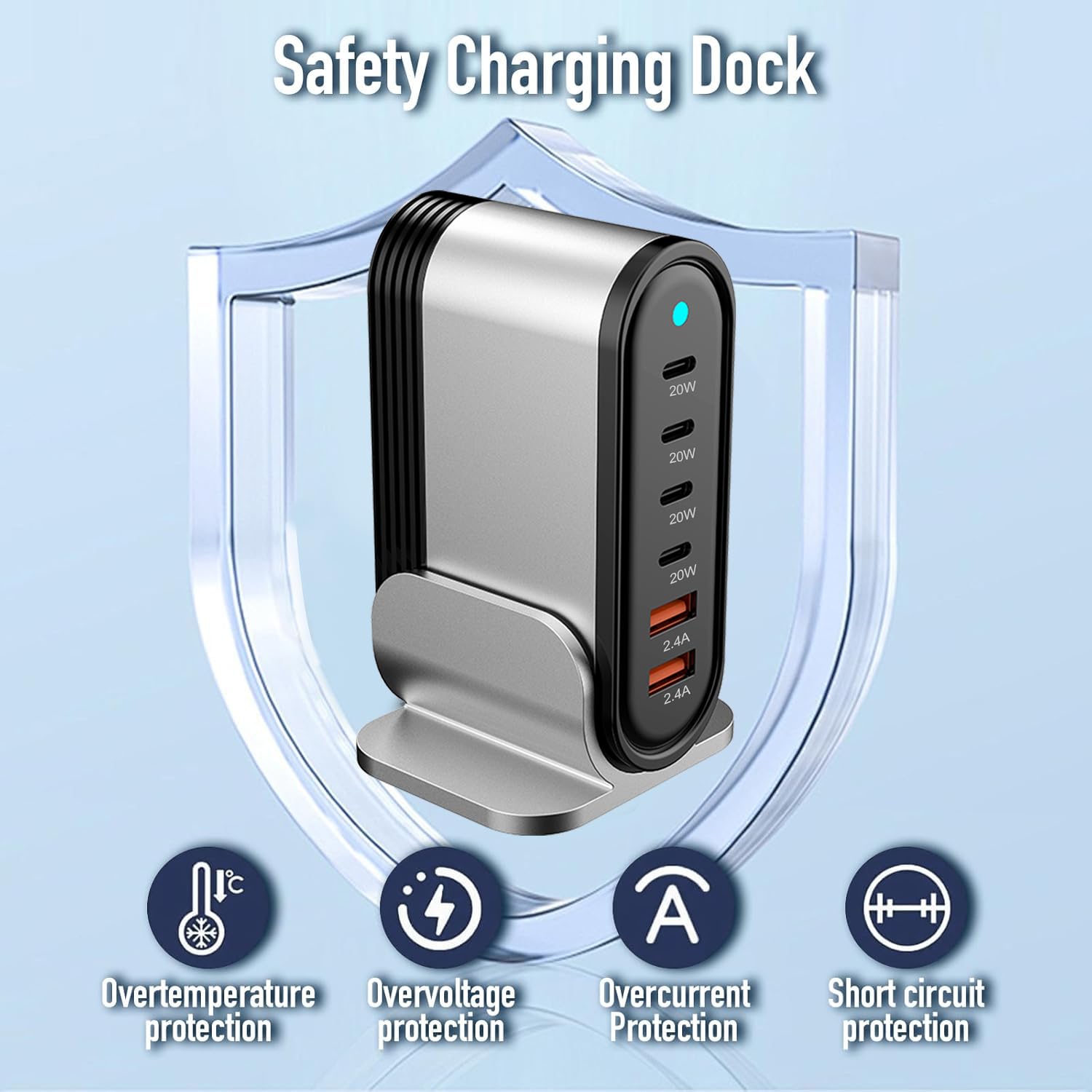 Usb C Charger Quick Charge Station, 4 Usb-C And 2 Usb-A Charging Station Hub Module Cube, Charging Hub Organizer For Iphone, Ipa