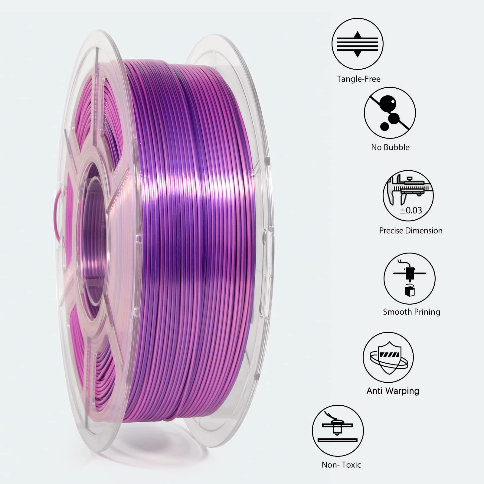 3D Printer Filament, Pla Filament 1.75Mm Dual Color Filament, Shiny Silk Pla Coextruded Filament, 3D Printing Filament Magic Pla