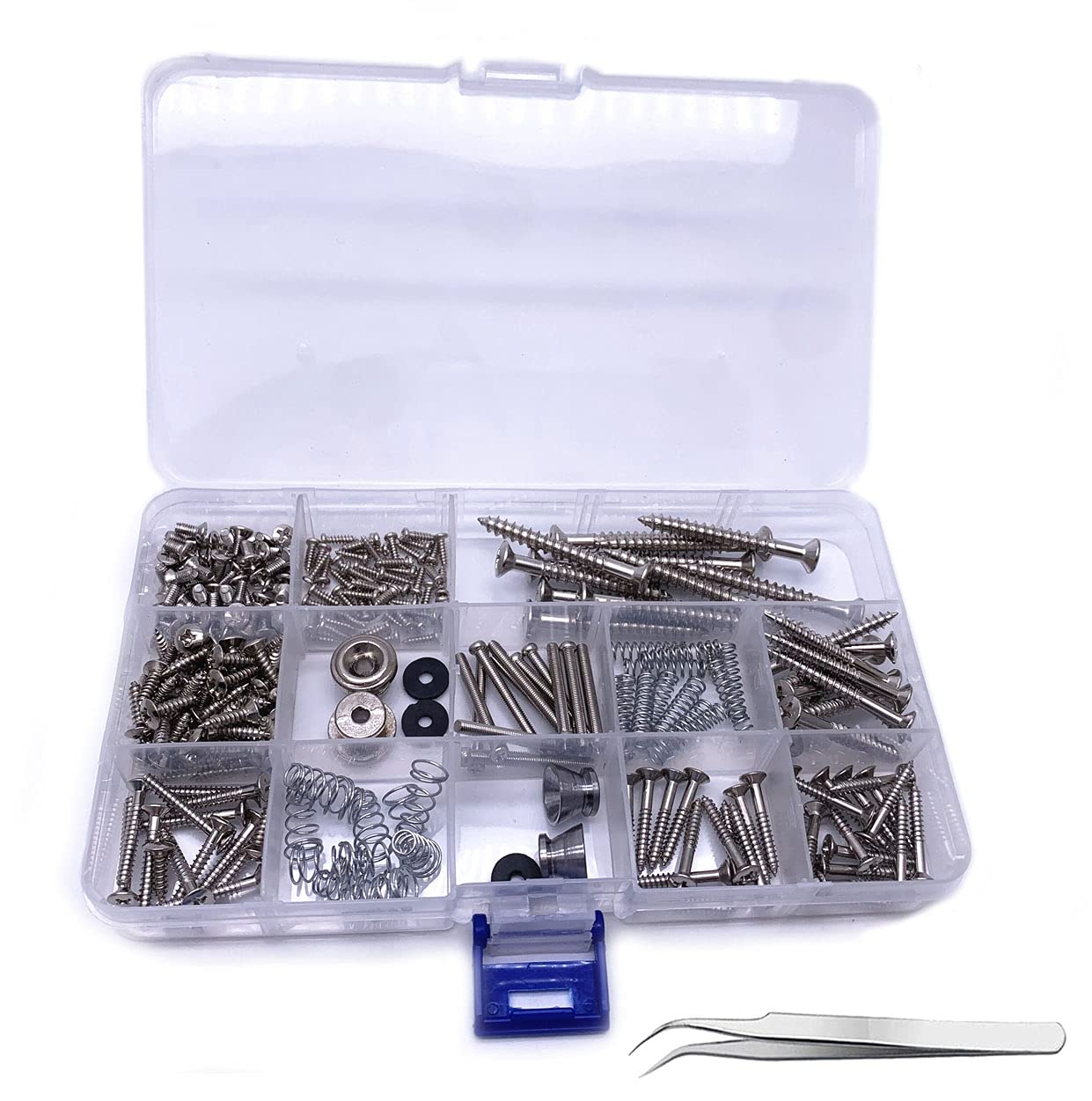 Jiayouy 268 Pieces Guitar Mounting Screws Assortment Box 9 Types Electric Guitar Screw Kit for Electric Guitar Bridge, Pickup, P