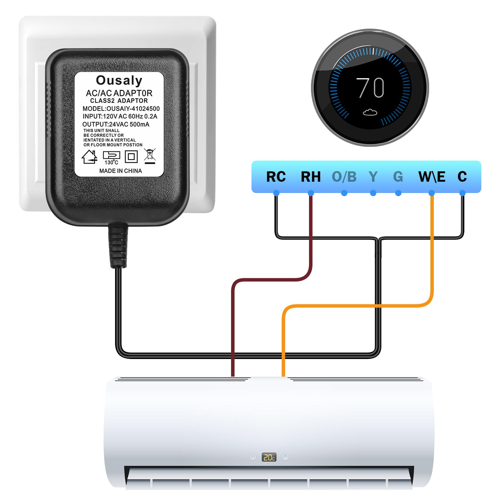 Ousaly 24 Volt 500Ma Transformer C Wire Adapter Doorbell Transformer Competible With 16 24Volt All Versions Of Ring Doorbell And