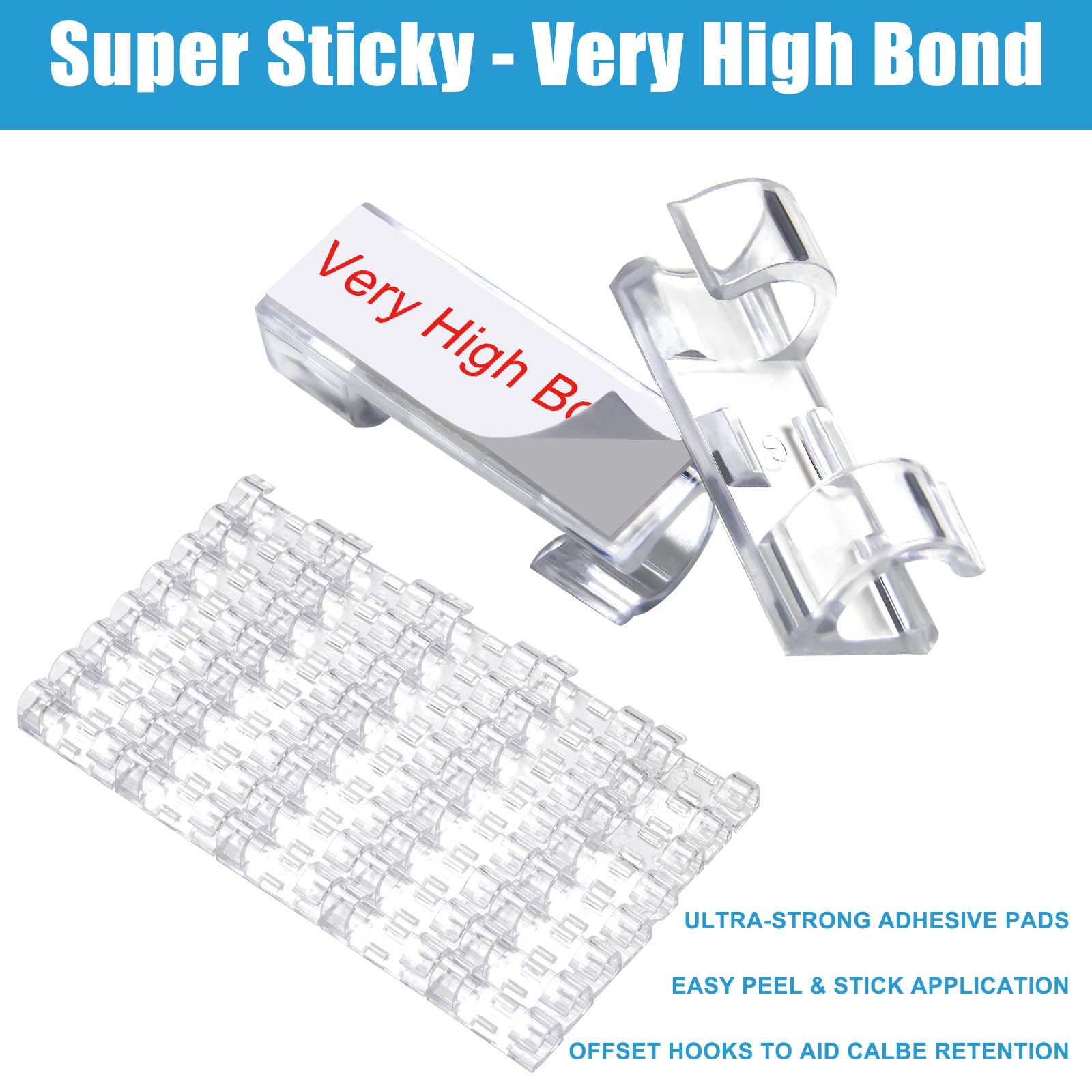 Ogurey 40PCS Clear Adhesive Cable Clips, Strong Wire Holders for Wall & Desk, Cord Organizer for Home, Car & Christmas Lights