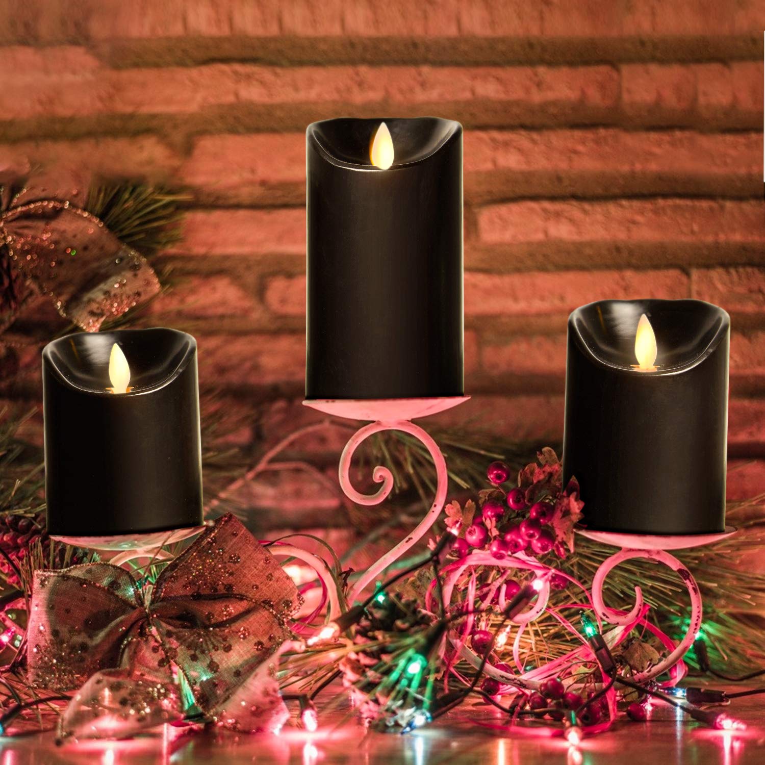 Aku Tonpa Flameless Candles Battery Operated Pillar Real Wax Electric Led Candle Set With Remote Control Cycling 24 Hours Timer,