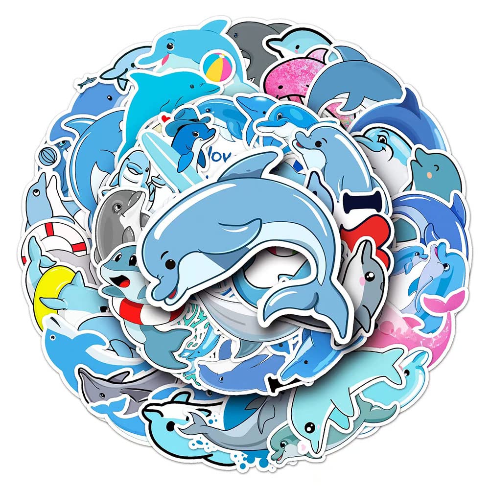 Dolphin Stickers |50Pcs Dolphin Waterproof Vinyl Decals For Bike Water Bottles Laptop Bicycle Refrigerator Cup Luggage Computer