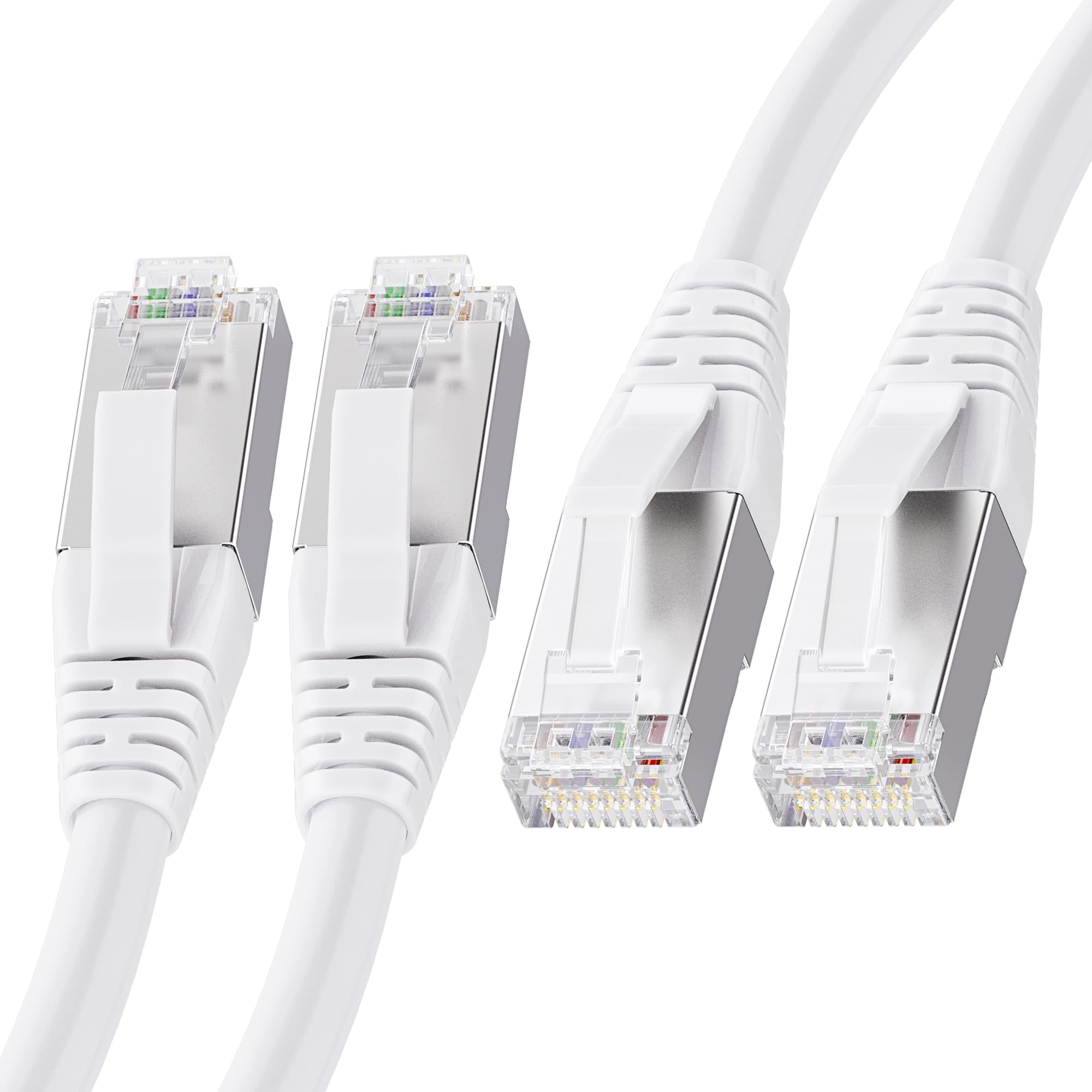 Cable Matters [Certified for Cat8 Compliance] 2 Pack, 40Gbps Shielded Cat 8 Ethernet Cable 25ft in White (2000 Mhz Category 8 Ethernet Cable, Cat8 Internet Cable, Gaming Ethernet Cable)   25 Feet