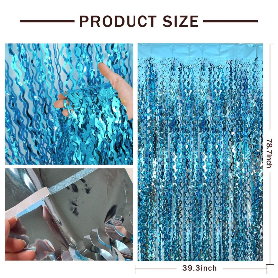 Blue Streamers Party Decorations, Blue Fringe Backdrop, Blue Birthday Decoration, Frozen Birthday Party Decorations, Ocean Party
