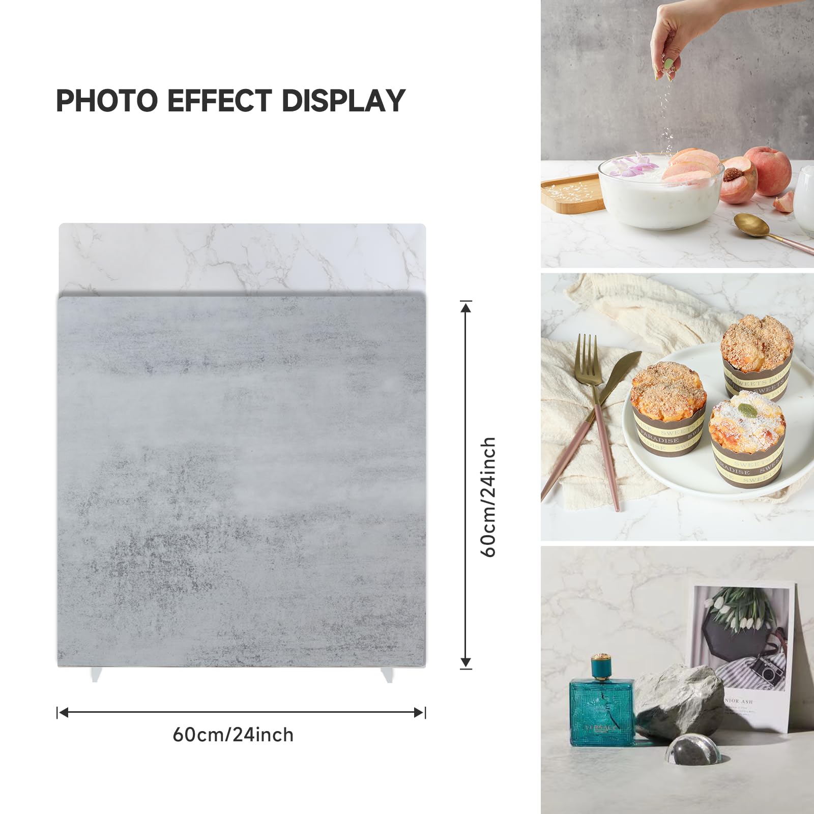 Beiyang 2 Pcs Photo Backdrop Boards With 2 Pcs Brackets For Flat Lay Or Food Photography Background