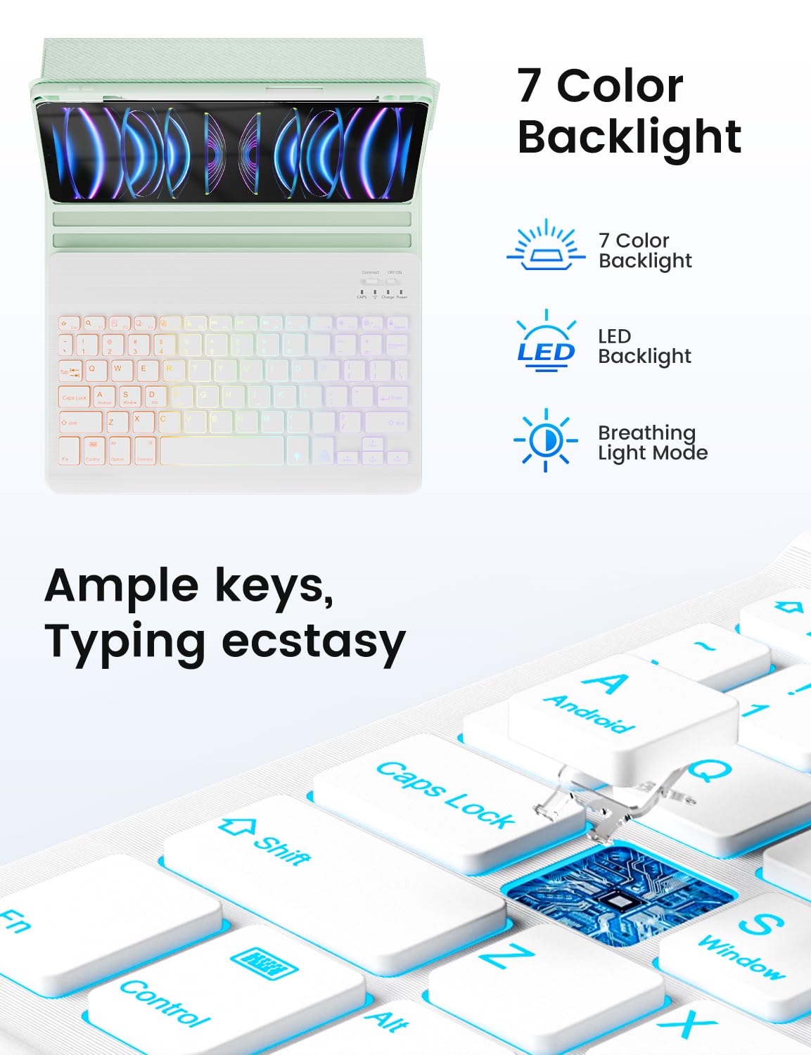 Oyeeice Keyboard Case For Ipad Air 11 M2/ Air 5Th/ 4Th Generation   Detachable Backlit Keyboard, Smart Folio Cover With Pencil H