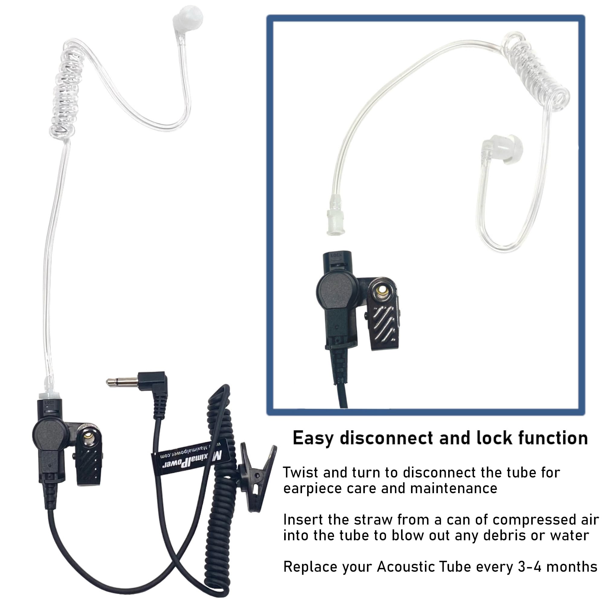 Maximalpower Rhf 617-1N 3.5Mm Receiver/Listen Only Surveillance Headset Earpiece With Clear Acoustic Coil Tube Earbud Audio Kit