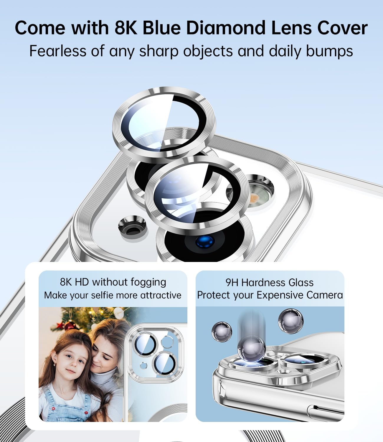 Jueshituo Magnetic Titanium Glossy For Iphone 15 Plus Case With Full Camera Protection [No.1 Strong N56 Magnets] [Military Grade