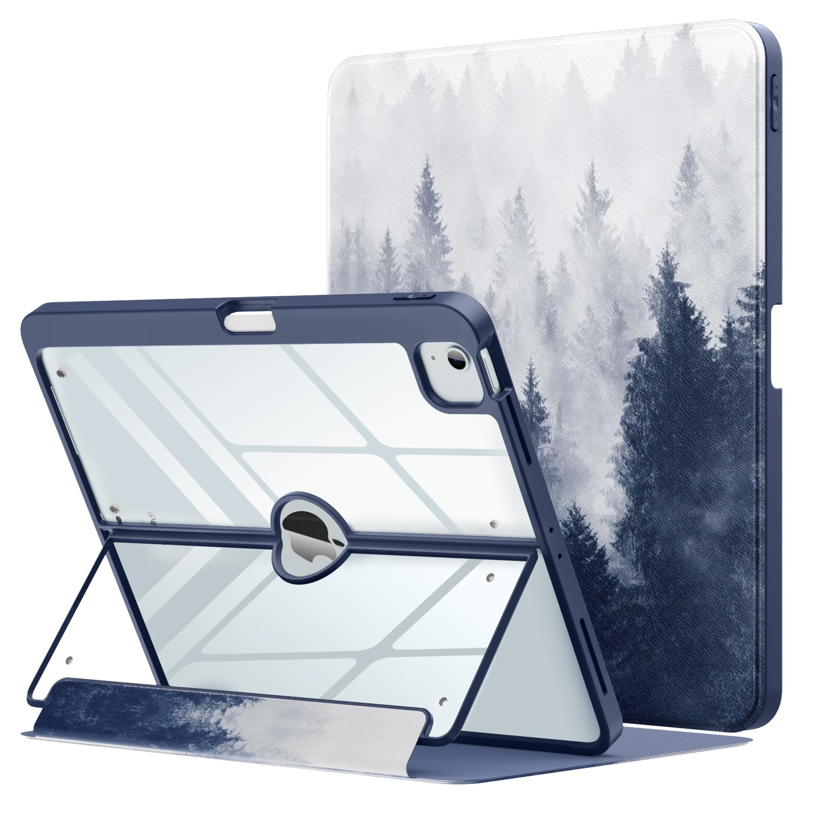 MoKo for iPad Air 13 Inch Case M2 2024 with Pencil Holder, iPad Air 13 Case, [Built in Screen Protector], iPad Air 13' Case with Clear Back & Magnetic Multi Angle Stand Cover, Gray Forest