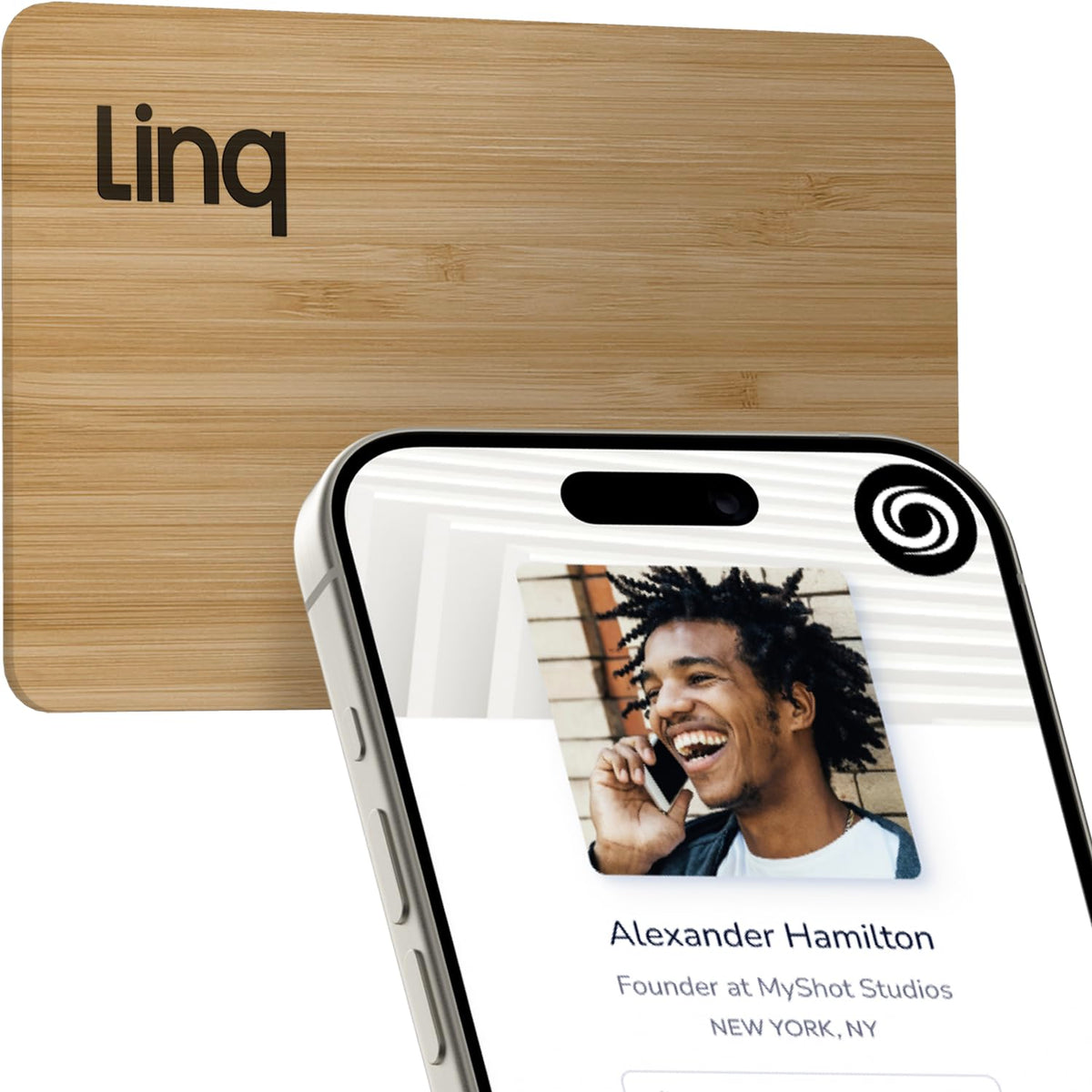 Linq Digital Business Card   Smart Nfc Contact And Networking Card (Bamboo)